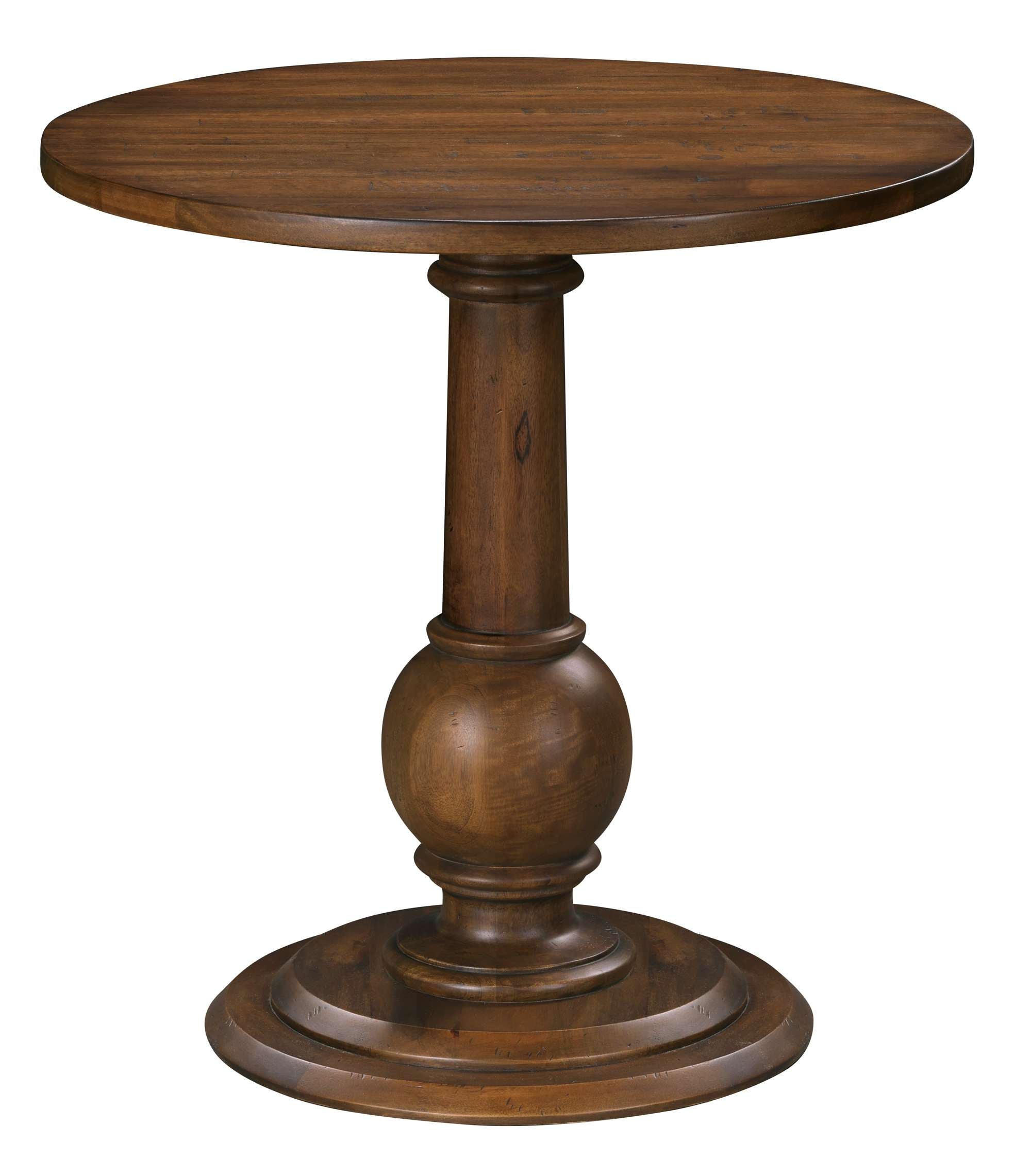 Fairfax Round End Table with warm wood finish, turned pedestal base, and circular top for classic elegance
