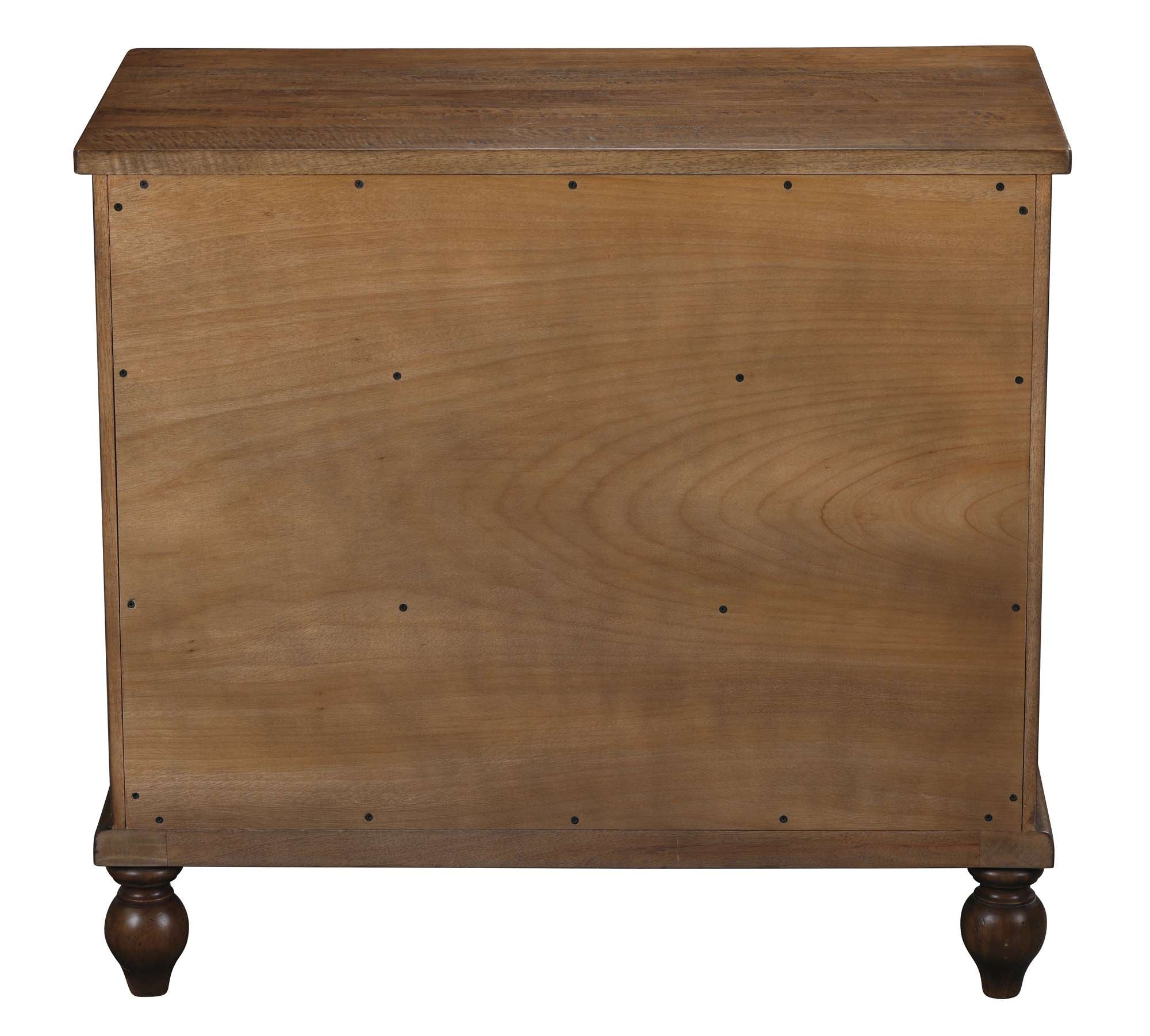 Fairfax Accent Chest with natural wood finish, classic turned legs, and simple rectangular design for versatile home storage