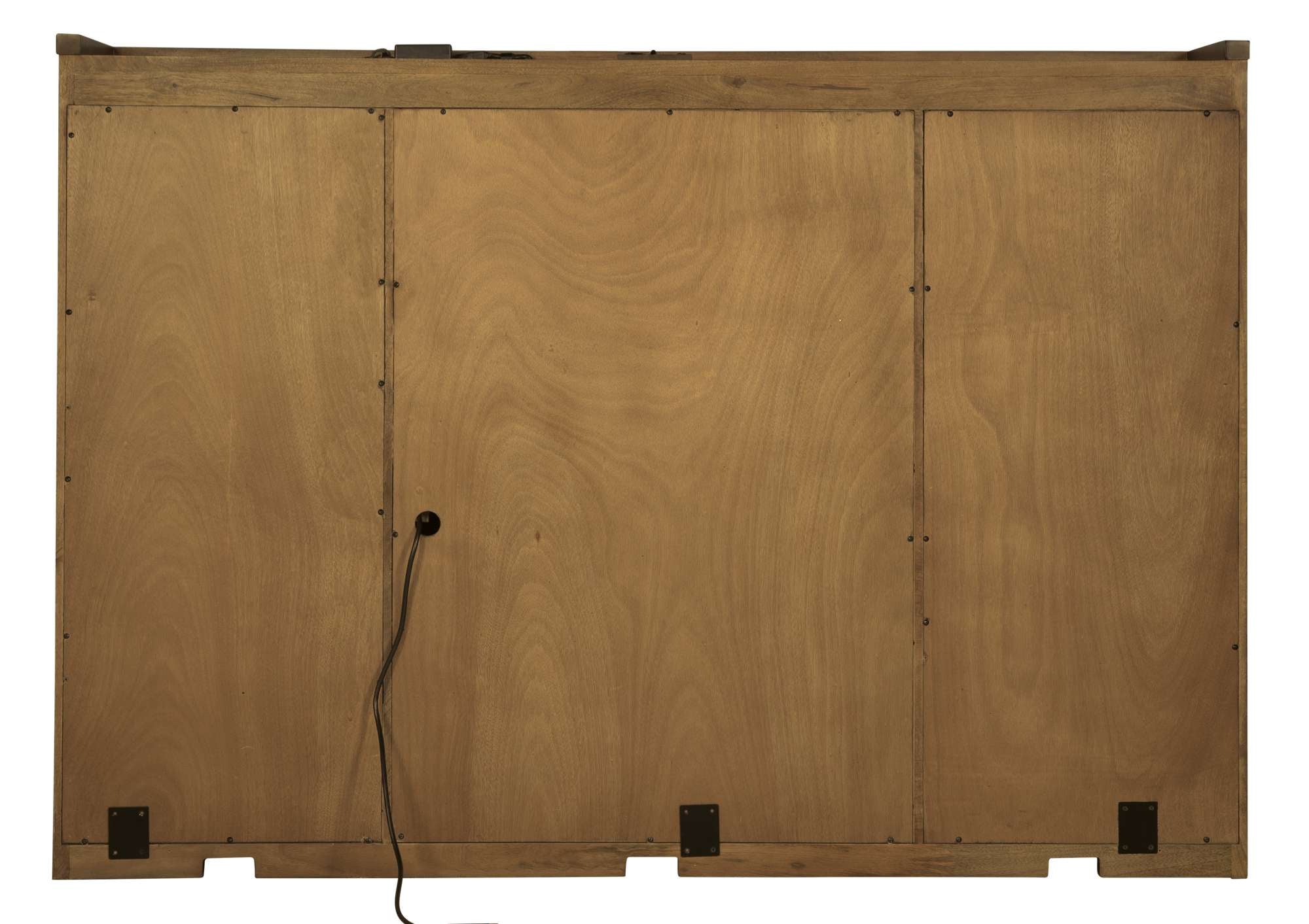 Back view of Bedford Park Executive Deck showing solid mango wood construction and wire management features