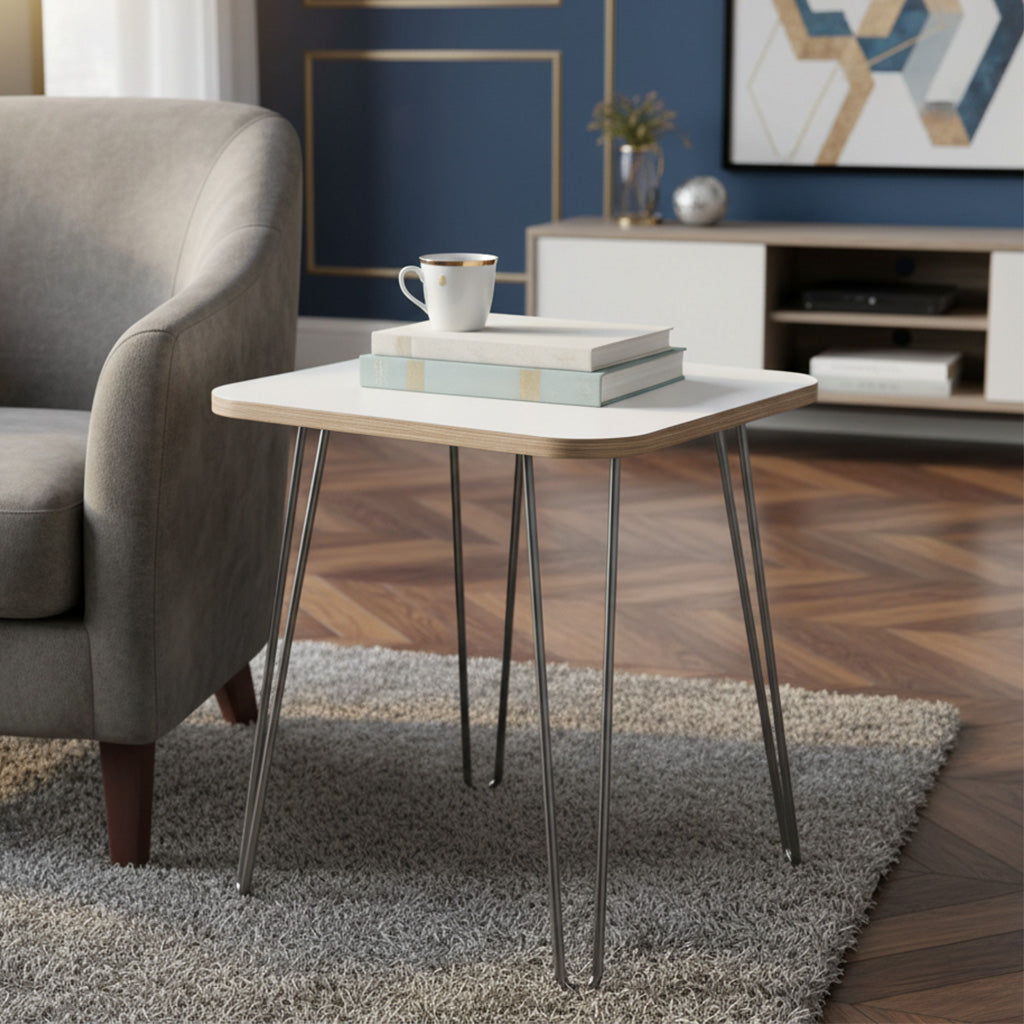 DesignerPly Square End Table: Designer White