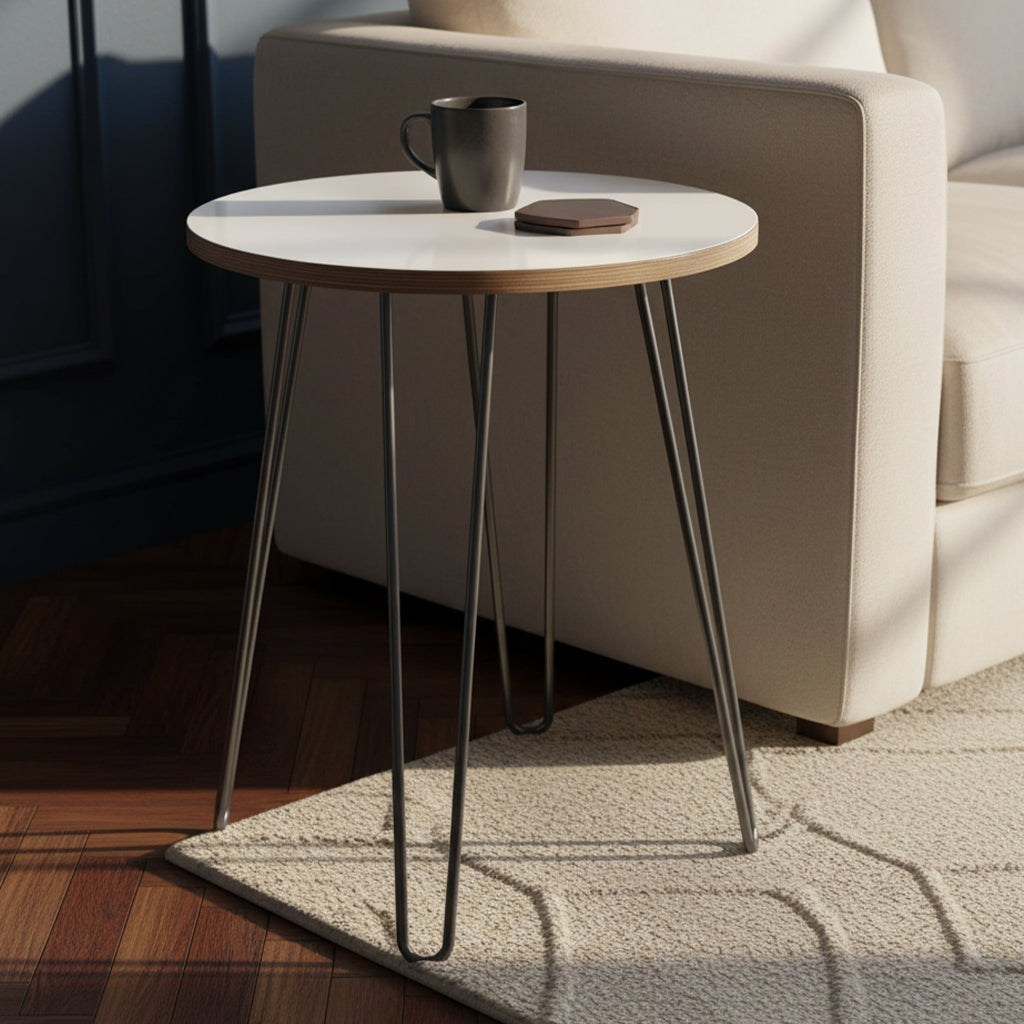 DesignerPly Round End Table: Designer White