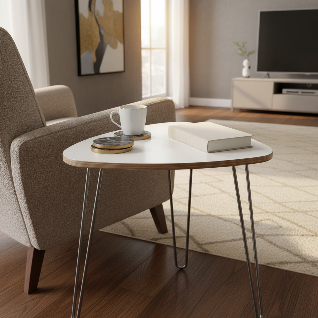 DesignerPly Triangle End Table: Designer White