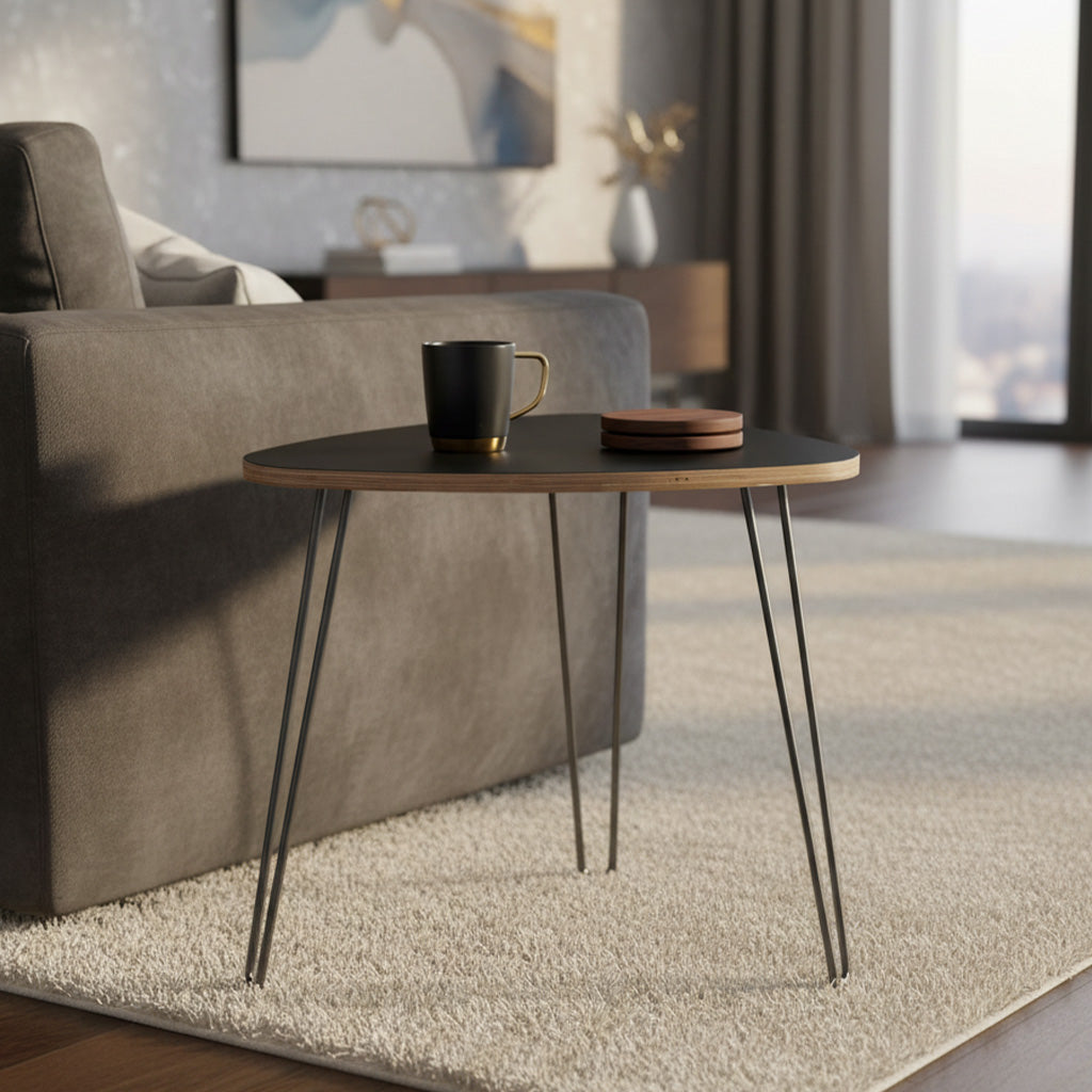 DesignerPly Triangle End Table: Matte Black