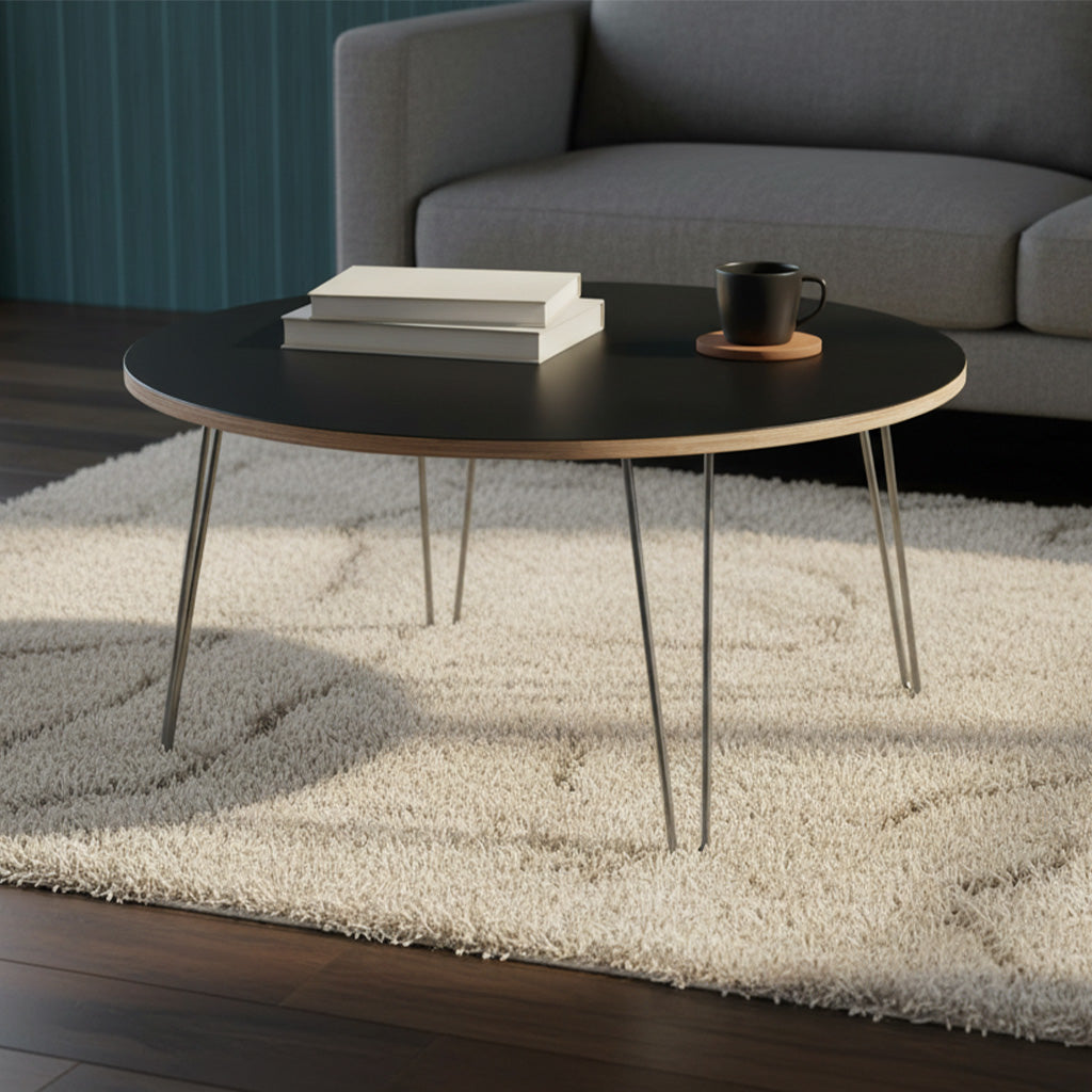 DesignerPly Round Coffee Table: Matte Black