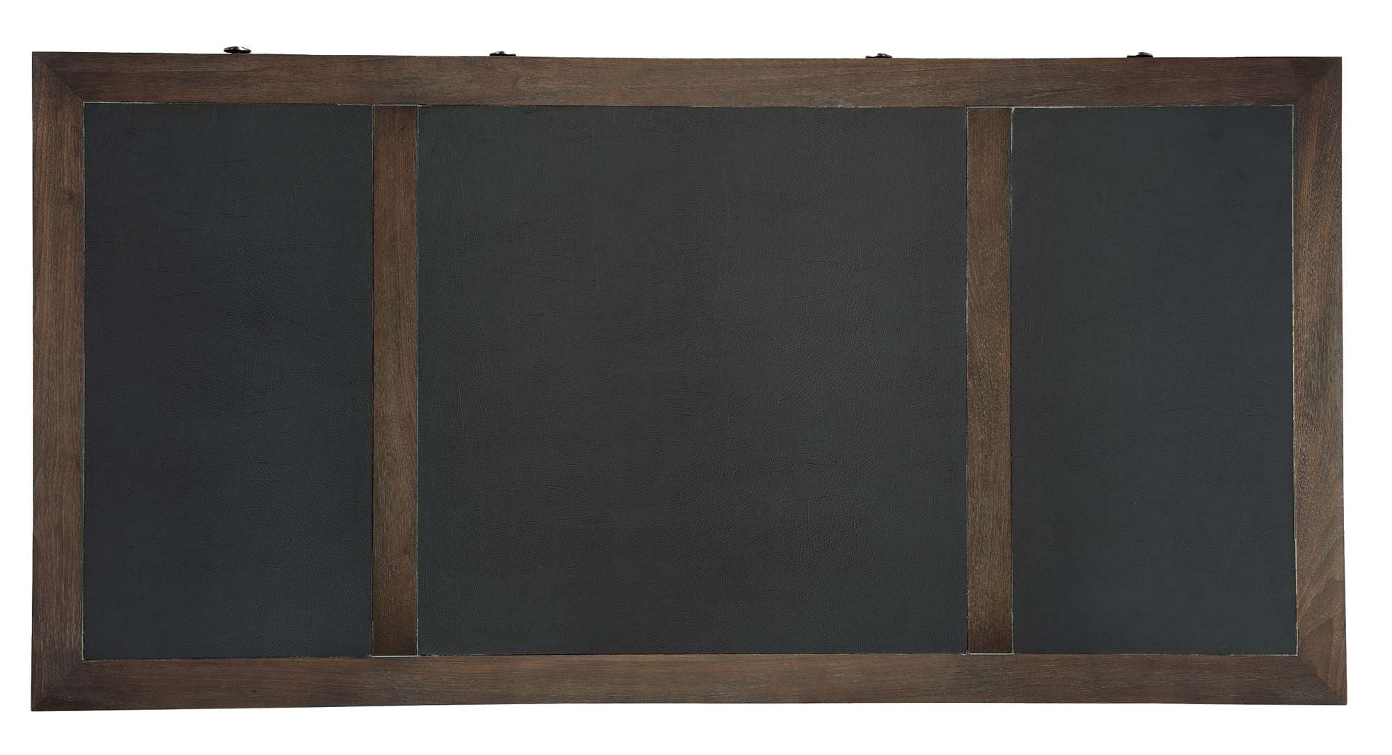 Urban Desk work surface with three wood-framed leather panels, select veneer and solids, and balanced design