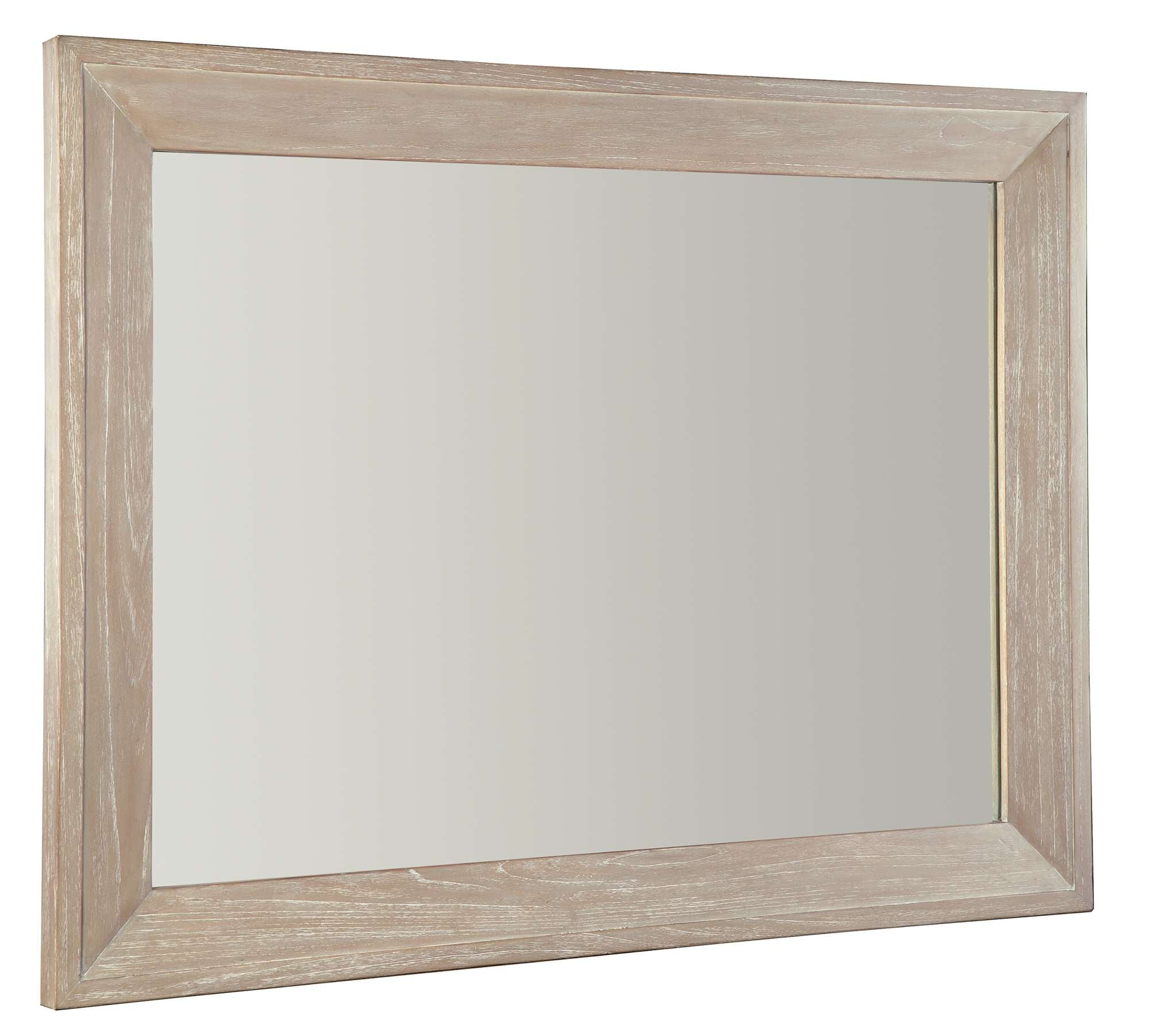 Scottsdale mirror with beveled glass and mindi veneer and solid frame in Scottsdale finish