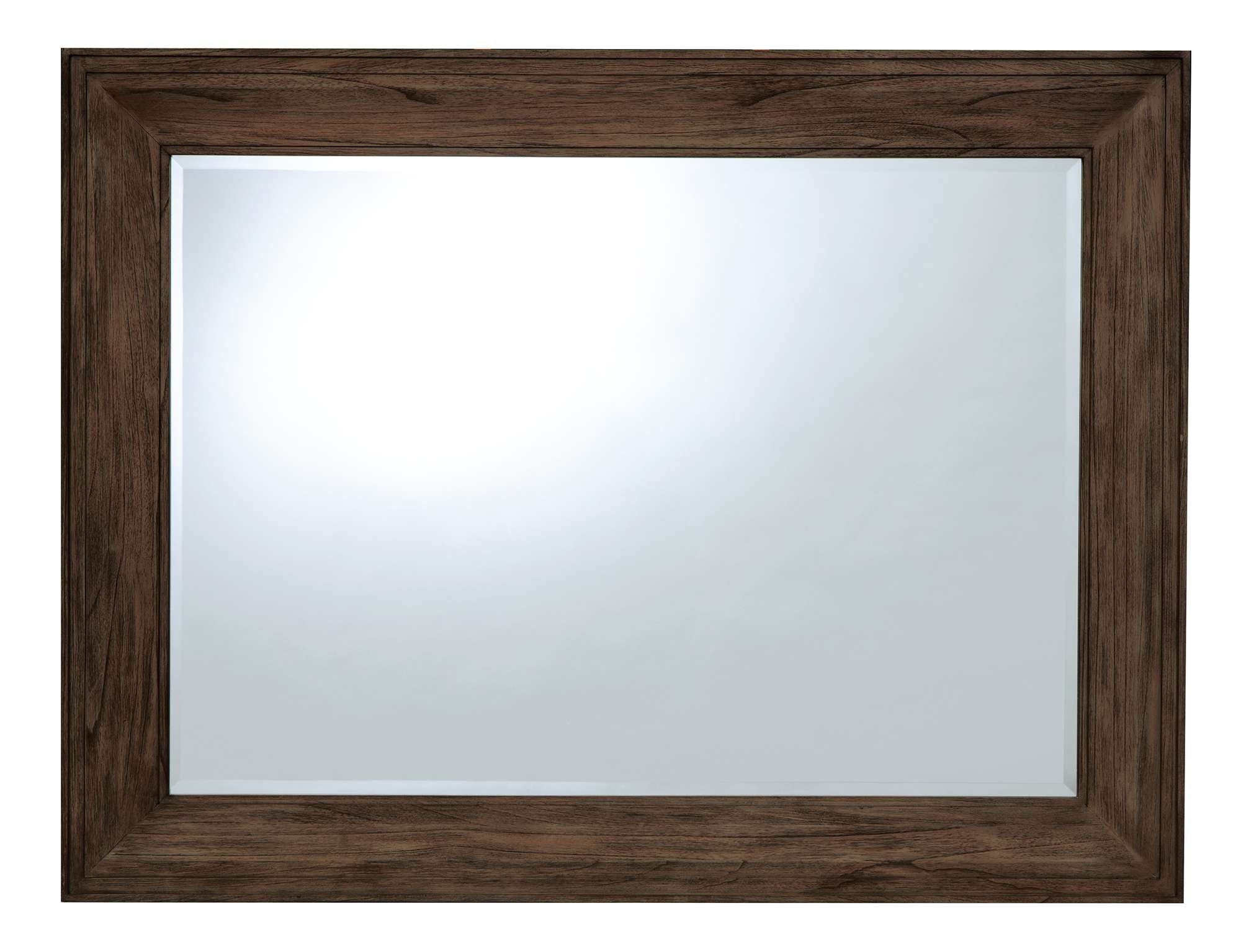 Wellington Estates mirror with beveled glass, solid mindi wood frame, and rich Java finish