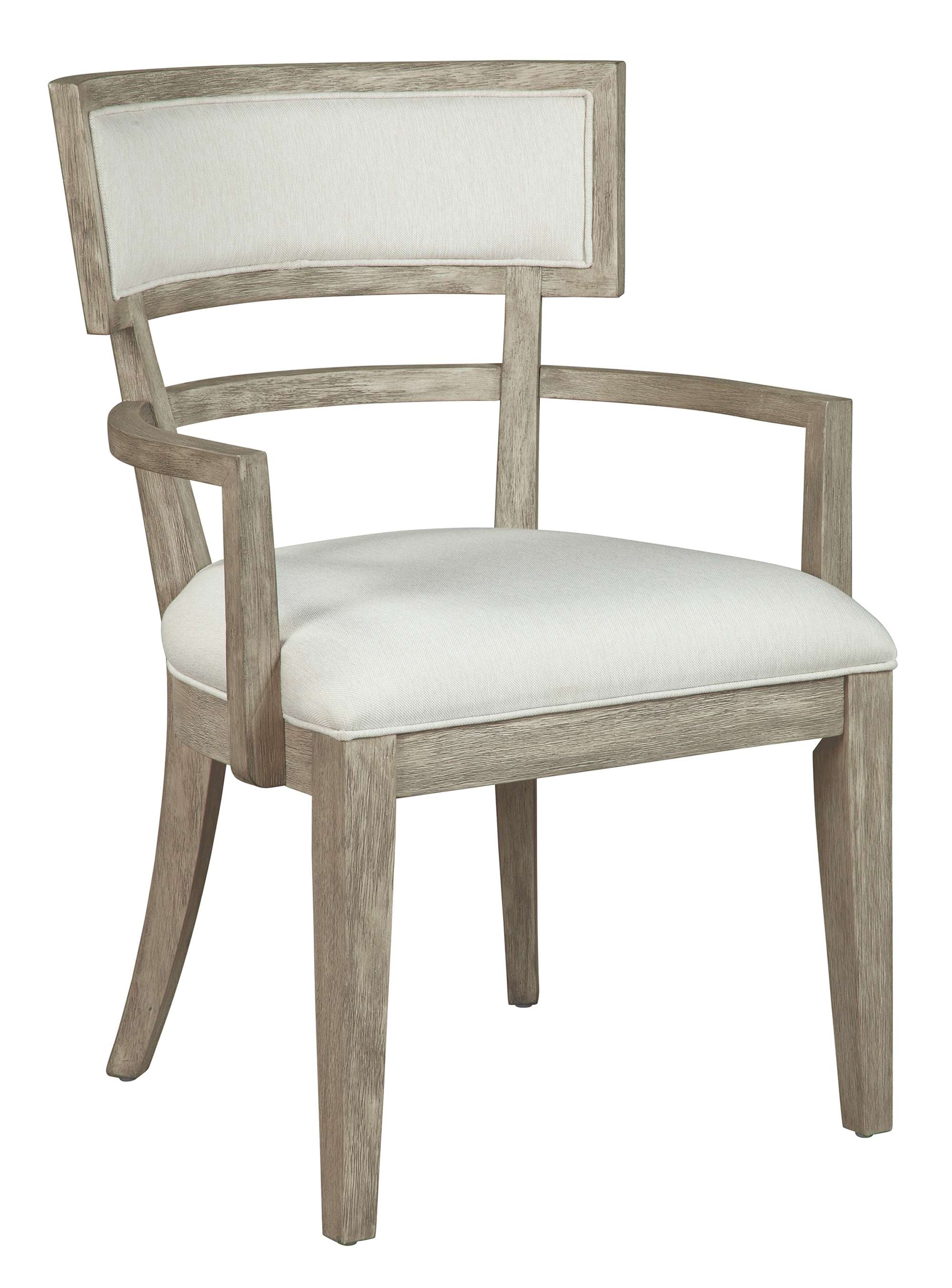 Bedford Park dining arm chair with mango wood frame, curved backrest, armrests, and heavyweight linen upholstered seat and back