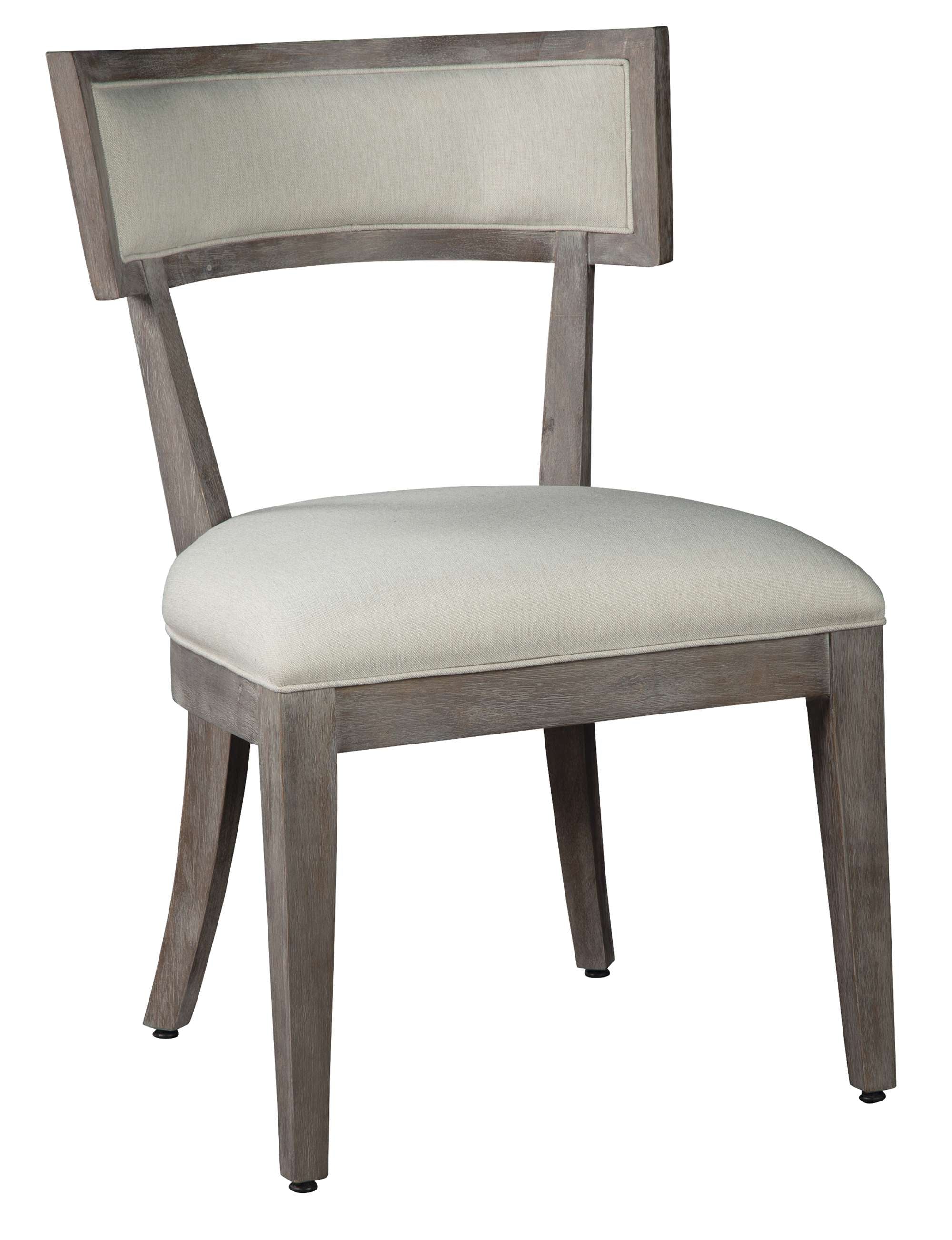 Sedona Side Chair with aged wood frame, panel back, and heavyweight linen upholstery in neutral tones