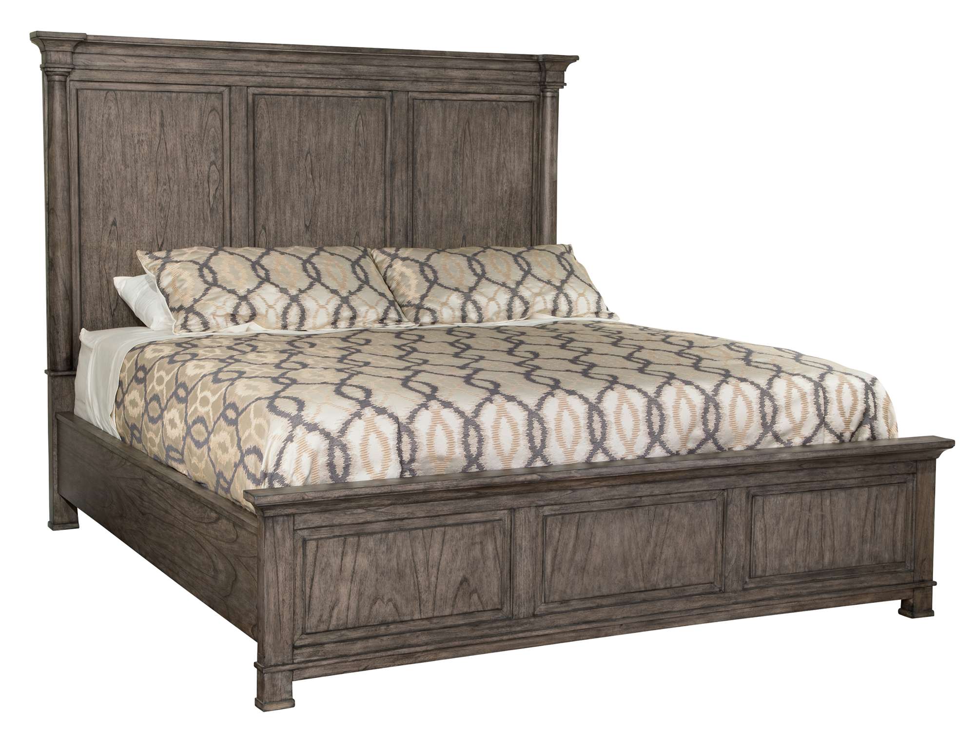 Lincoln Park King panel bed with select solids and veneers, adjustable slat height, and Lincoln Park finish