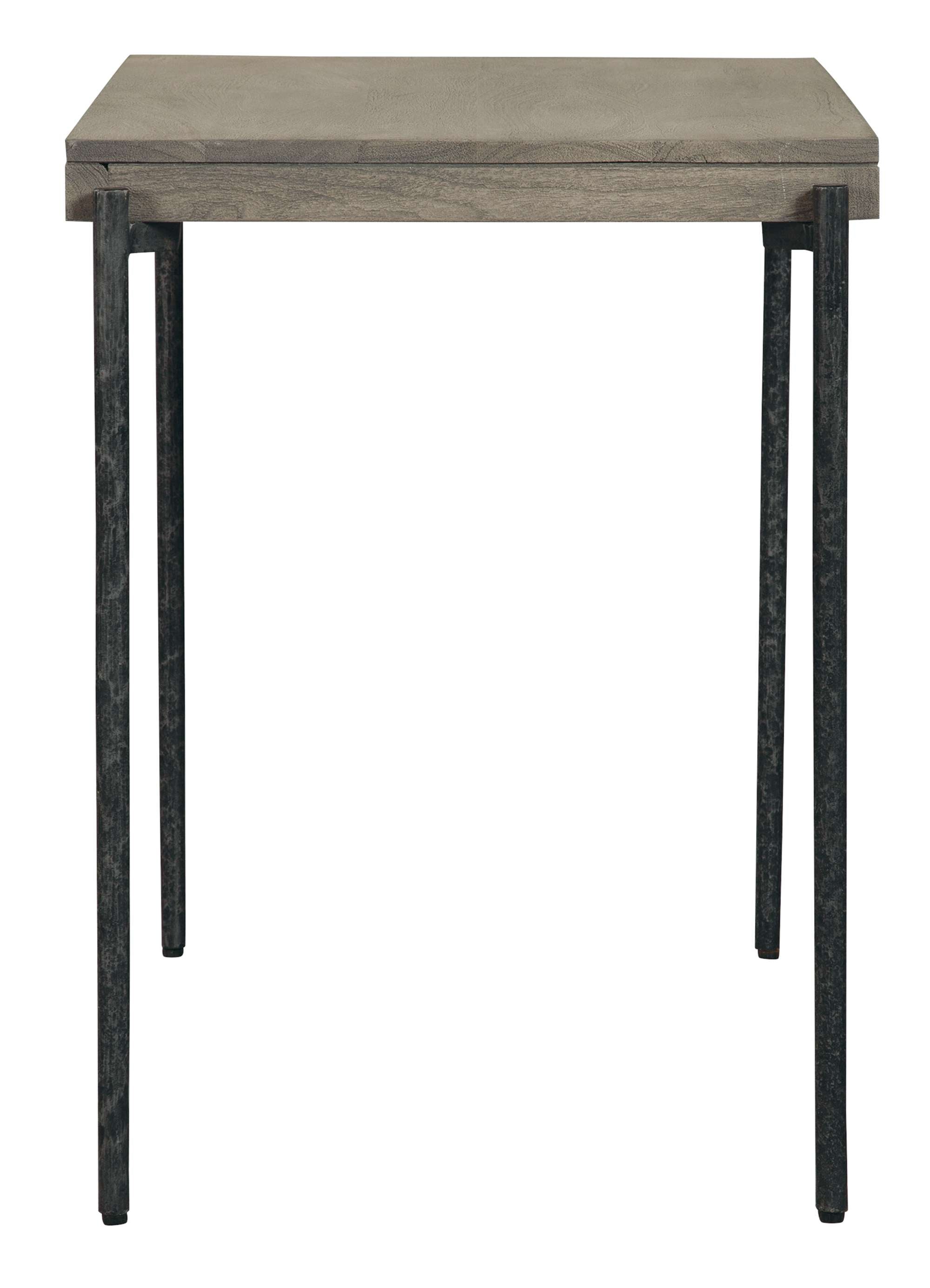 Bedford Park side table with gray mango wood top and forged iron legs for a sturdy, modern accent piece