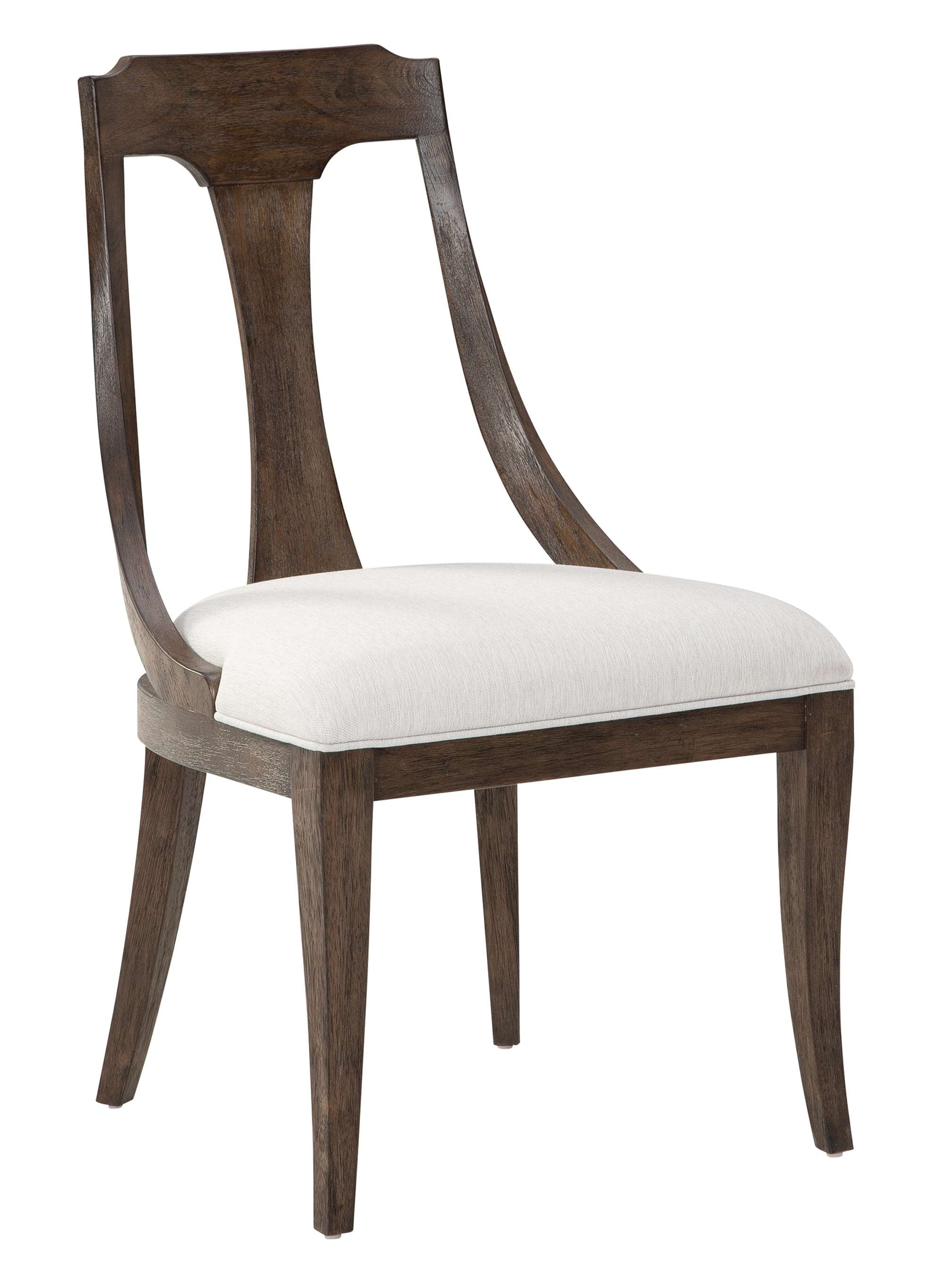 Wellington Estates dining arm chair with heavy weight linen upholstered seat and back in Java finish wood frame
