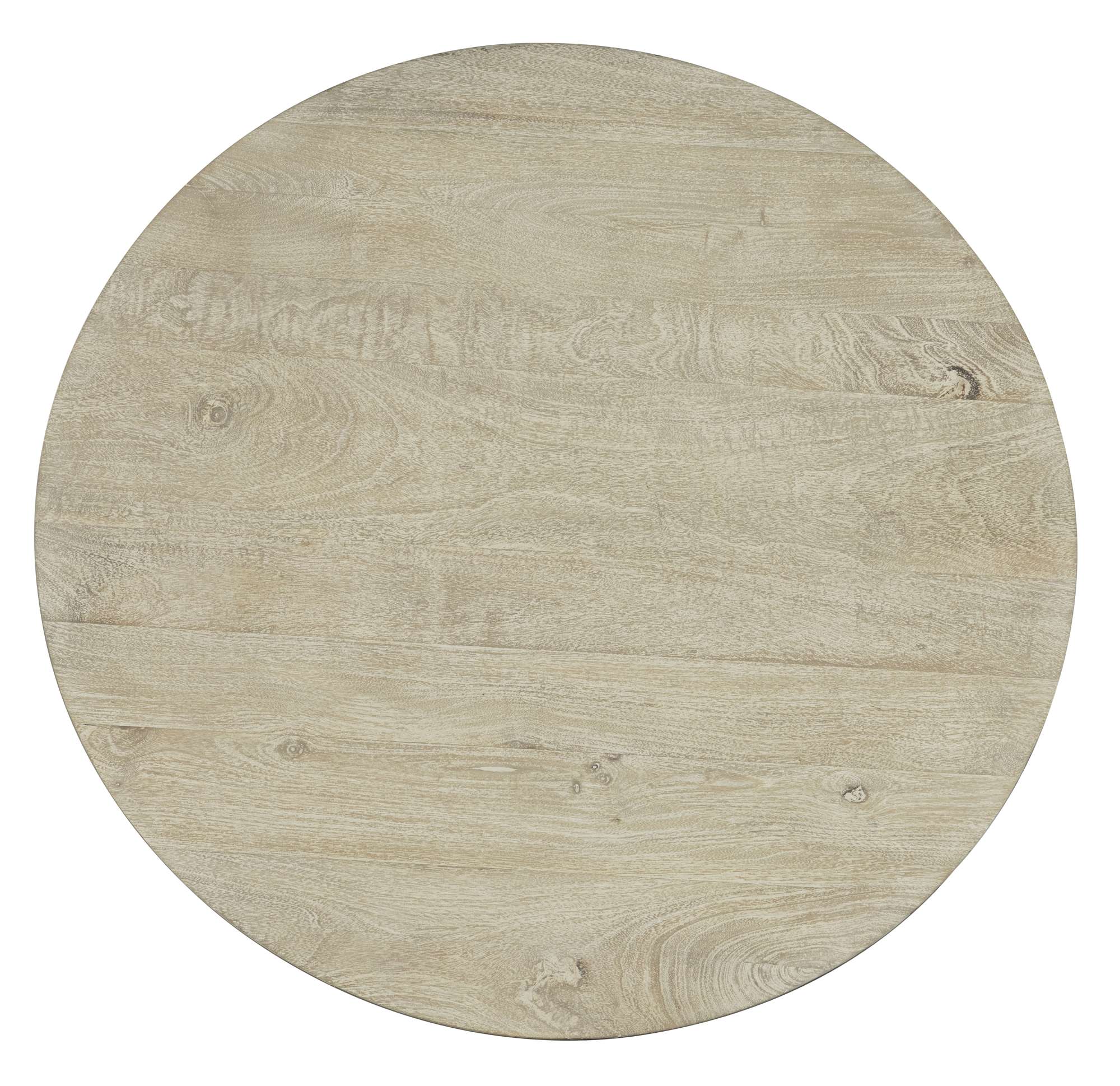 Round pub table top made from solid mango wood with natural light wood grain finish