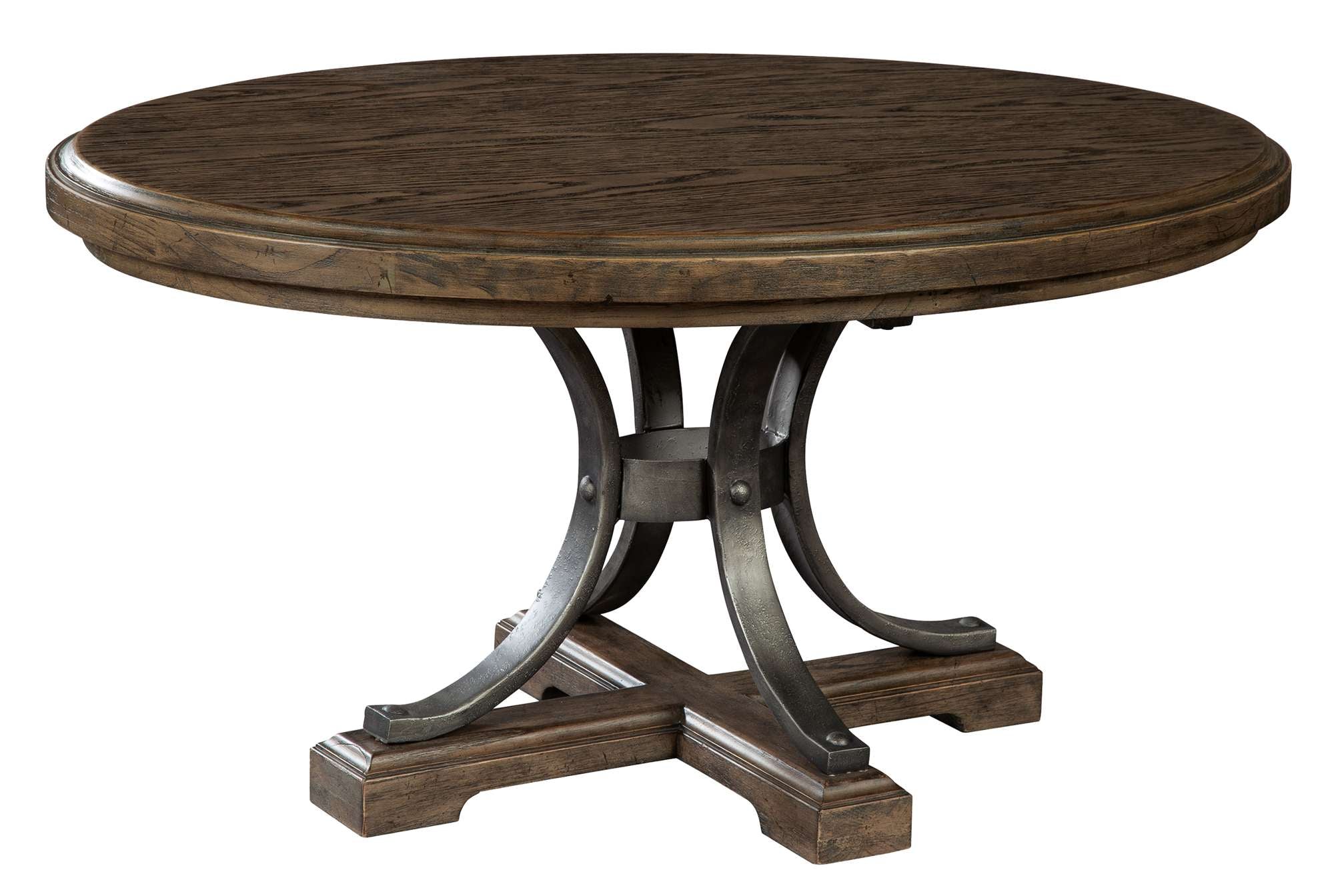 Wexford Oval Coffee Table with 1-3/4" oak veneer top, inset molded edge, and antique pewter curved metal legs base