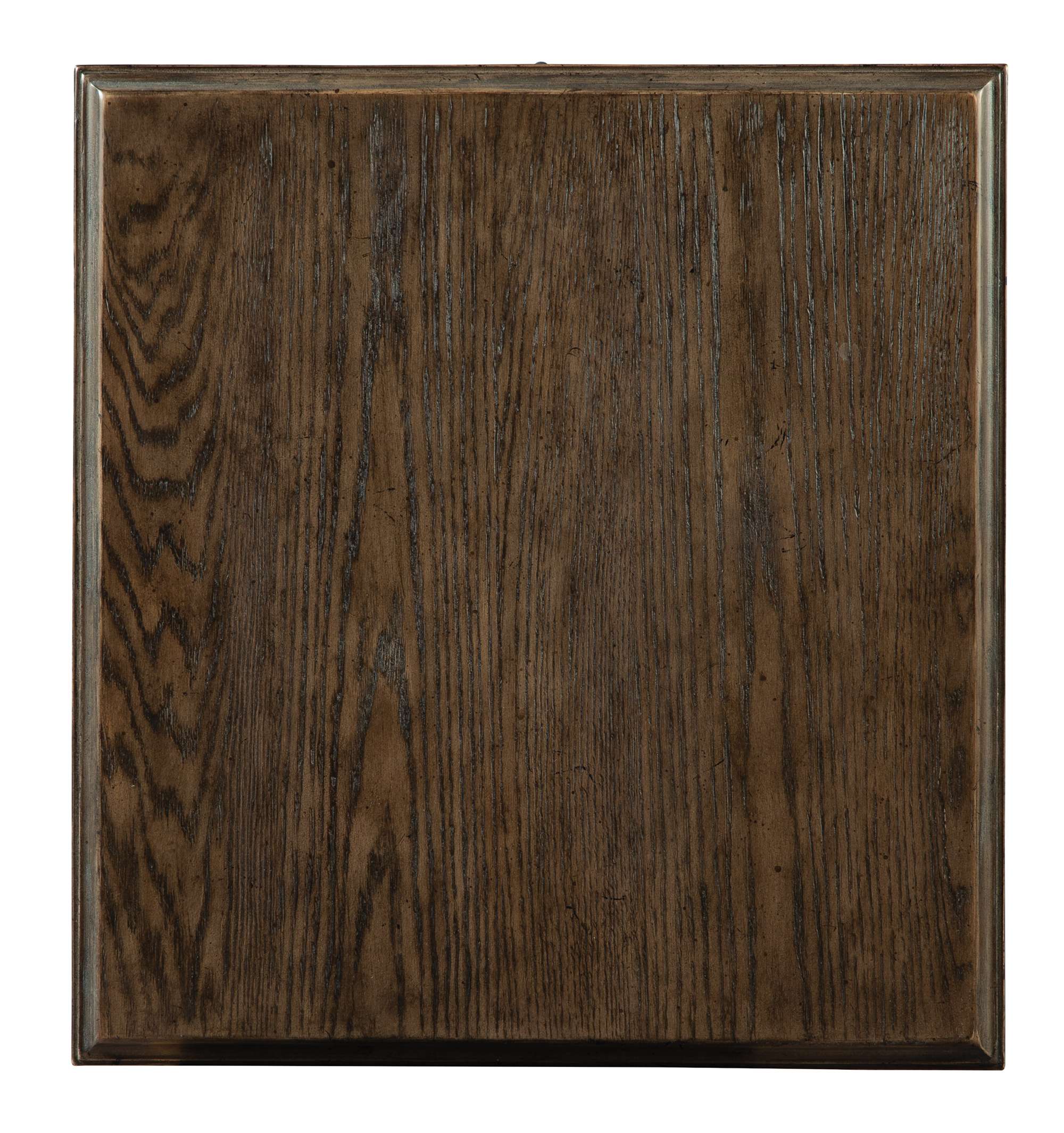 Wexford End Table oak veneer top with inset molded edge and rich dark wood grain finish