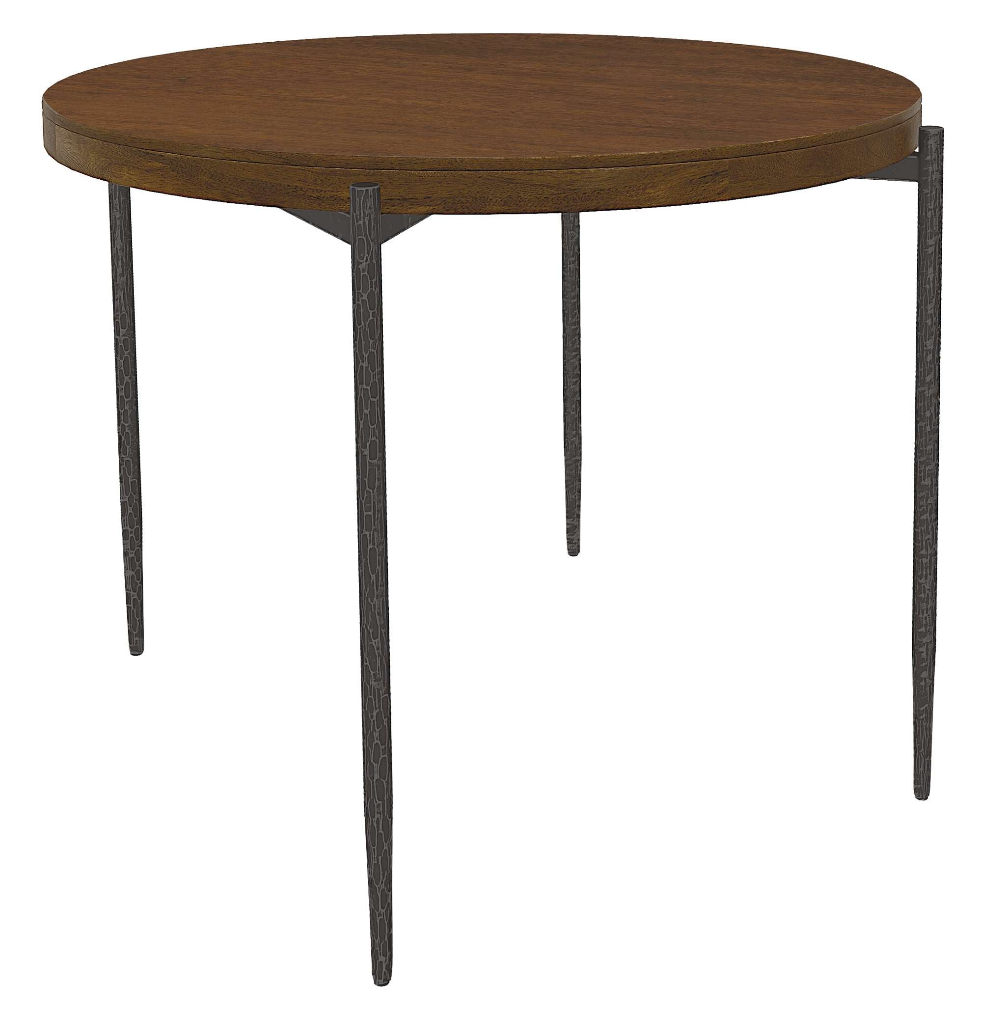 Bedford Park Pub Table with solid mango wood top, aged Bedford Tobacco finish, and hand-forged iron base with aged iron finish