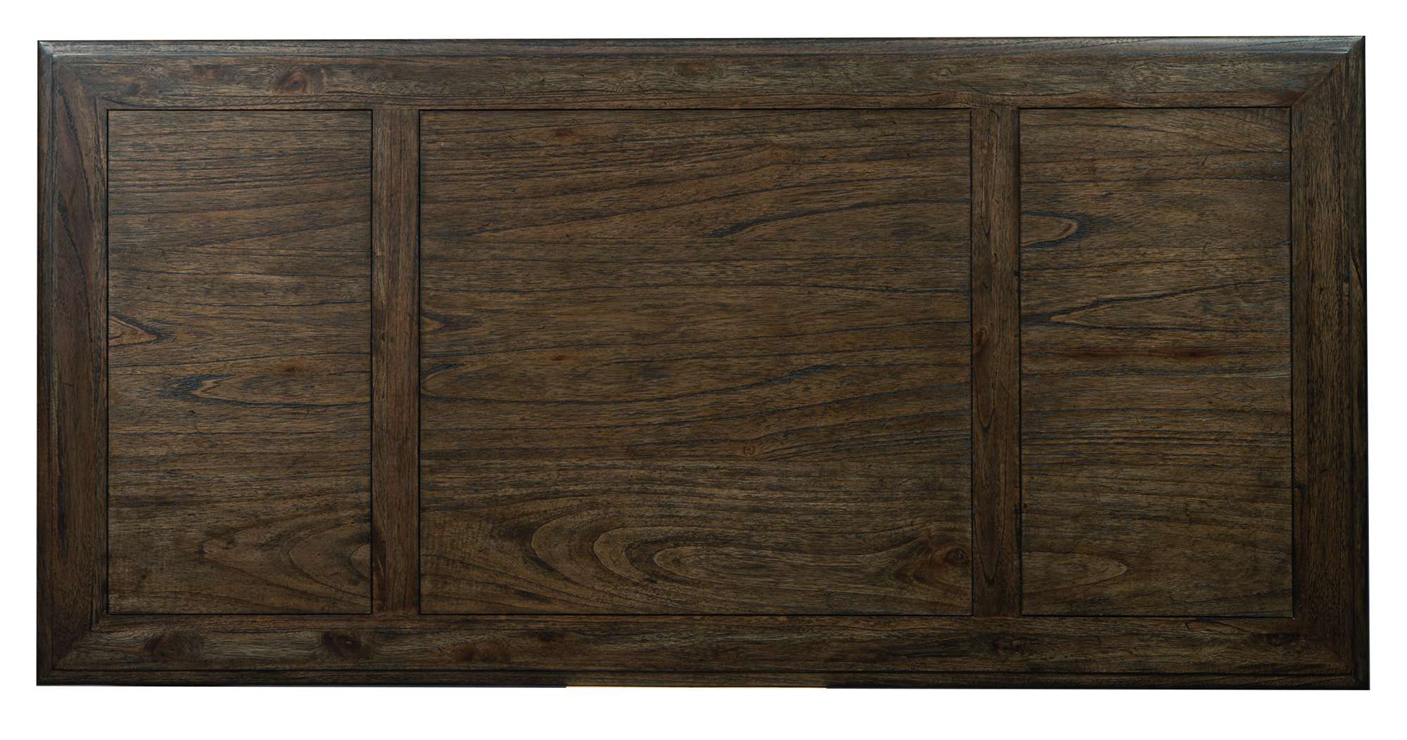 Wellington Estates office desk top with mindi veneer and solids, Java finish, and rustic antique brass hardware accents