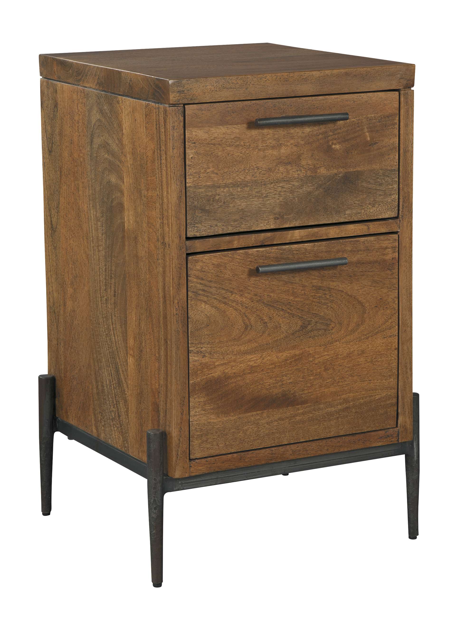 Bedford Park file cabinet with mango solid wood, forged iron base and hardware, two drawers with full extension slides