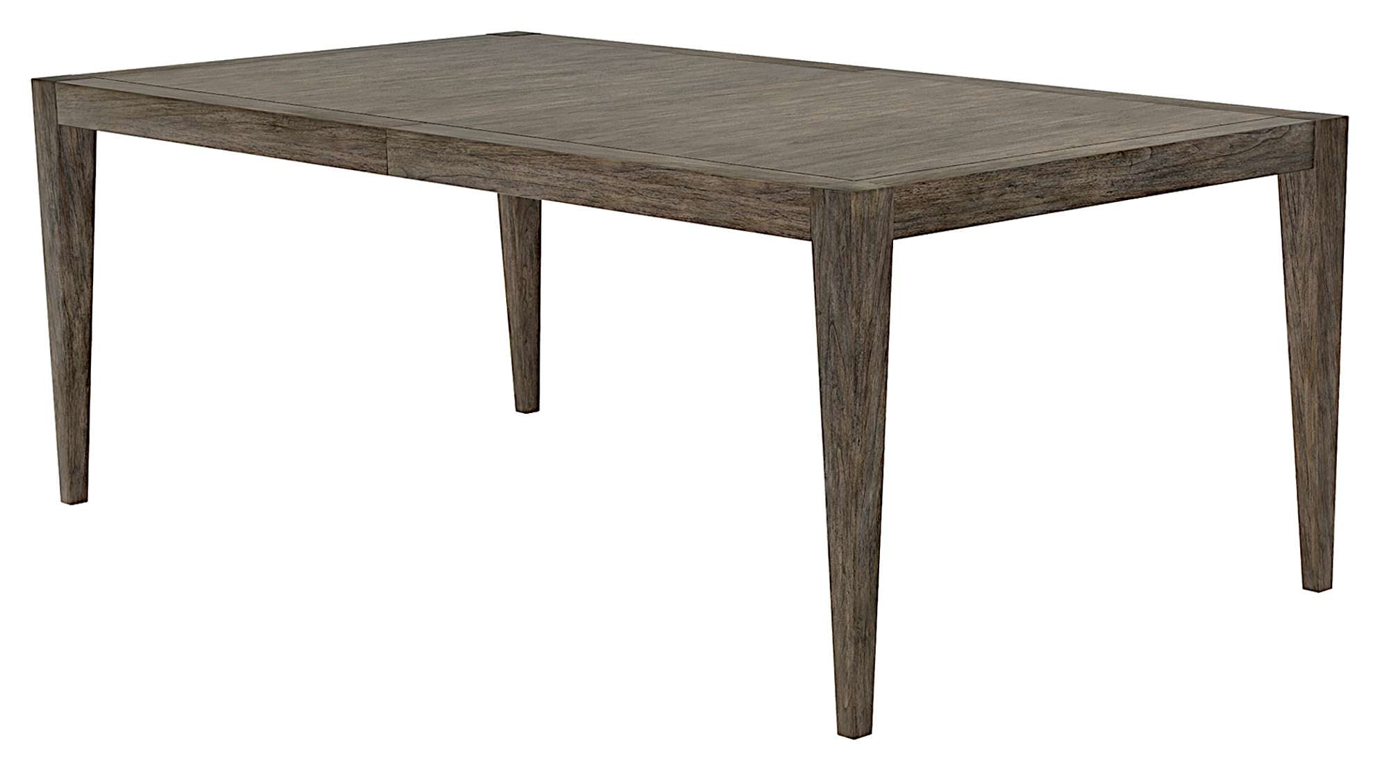 Arlington Heights rectangular dining table with tapered inner legs, mindi solid wood, and extendable 20-inch leaf