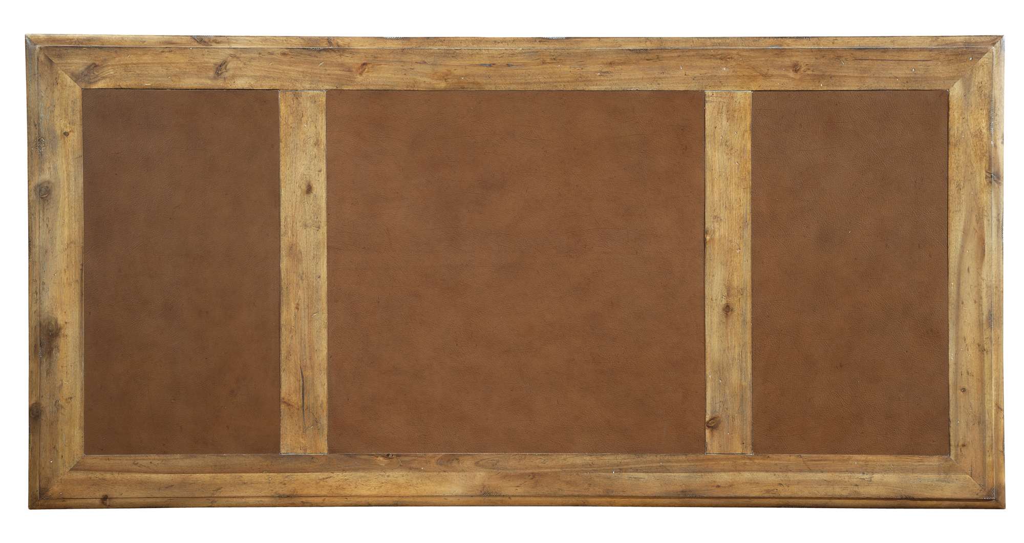 Wellington Hall Office Junior Executive Desk top with three leather panels and acacia wood frame in natural finish