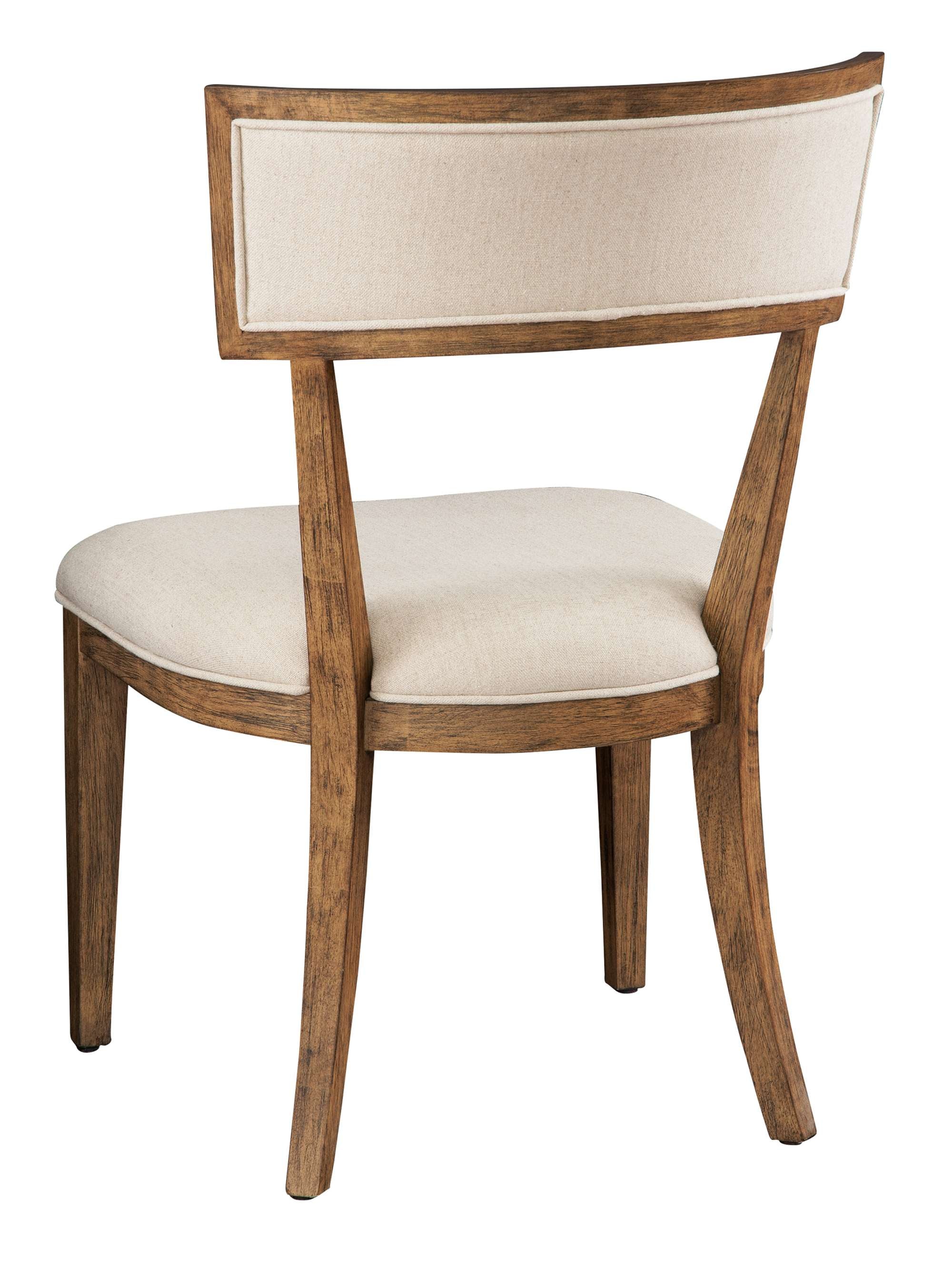 Bedford Park dining side chair with heavyweight linen seat and back upholstery, solid wood frame in Bedford finish
