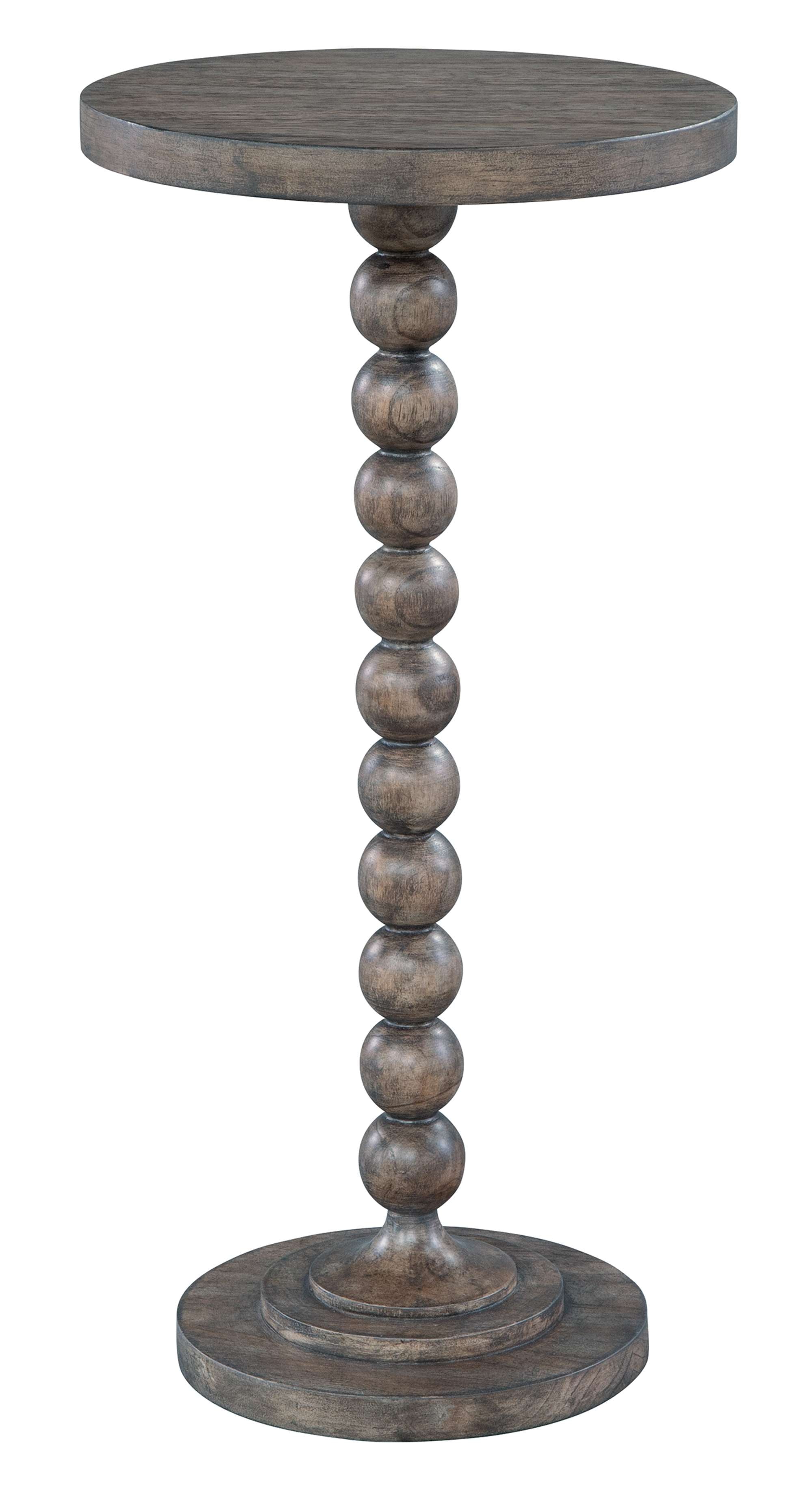 Lincoln Park end table with round top, sculpted spindle base, select solids and veneers, Lincoln Park finish, 12" diameter, 25" height