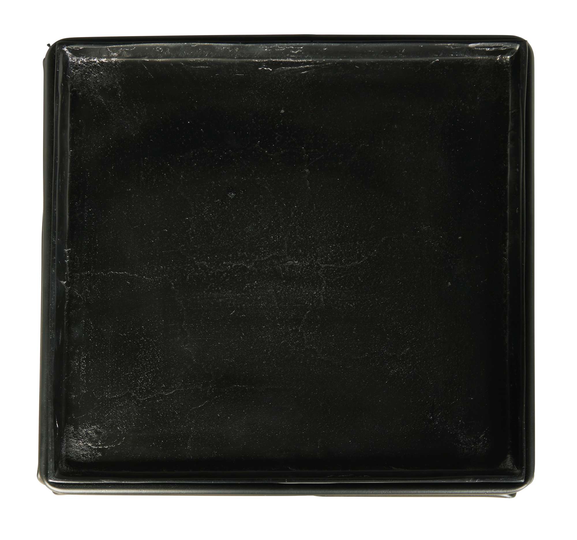 Square nesting table with dark nickel glazed tray top and iron and steel metal frame in modern design