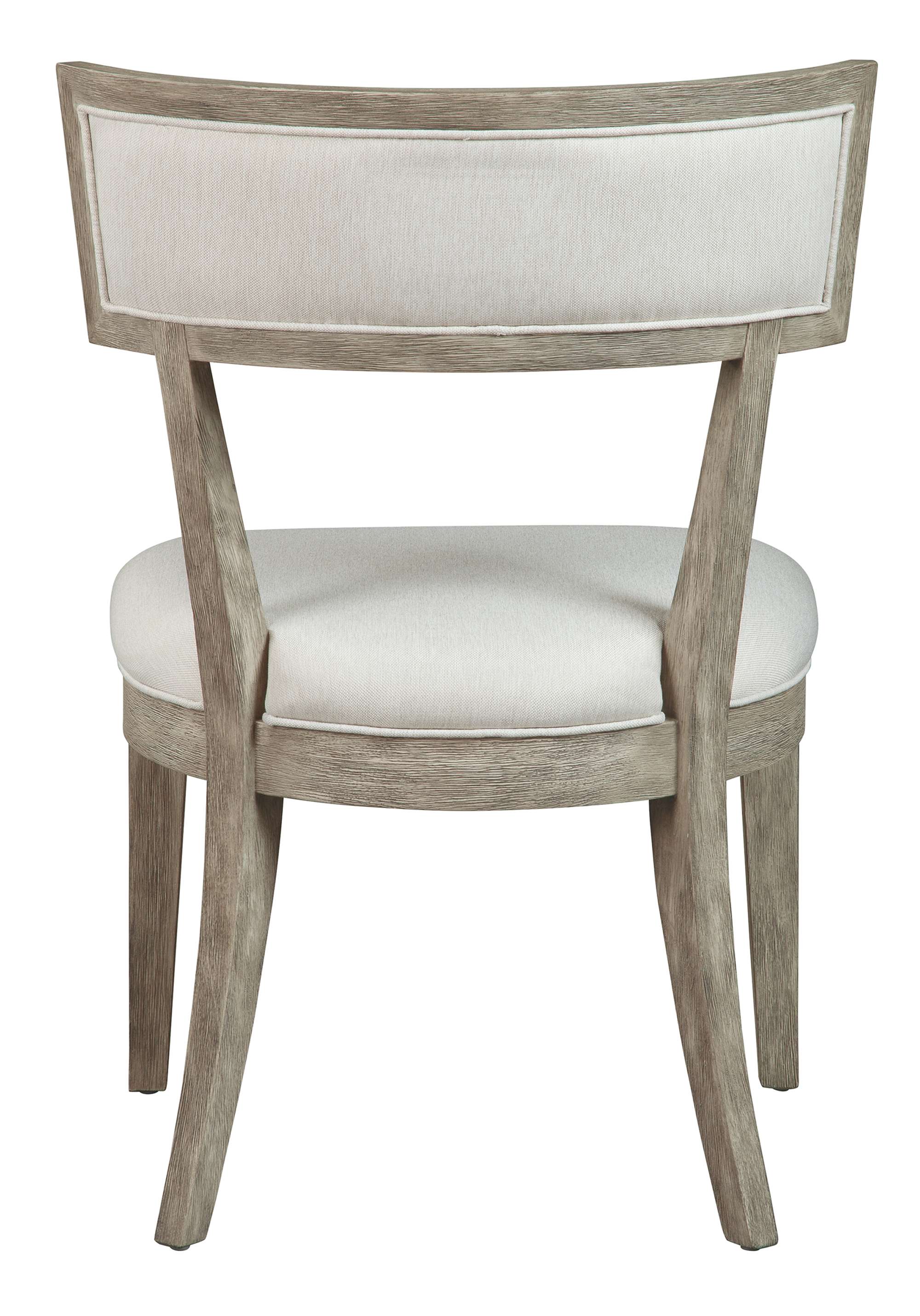Bedford Park dining side chair with armless mango wood frame and light linen upholstered seat and backrest