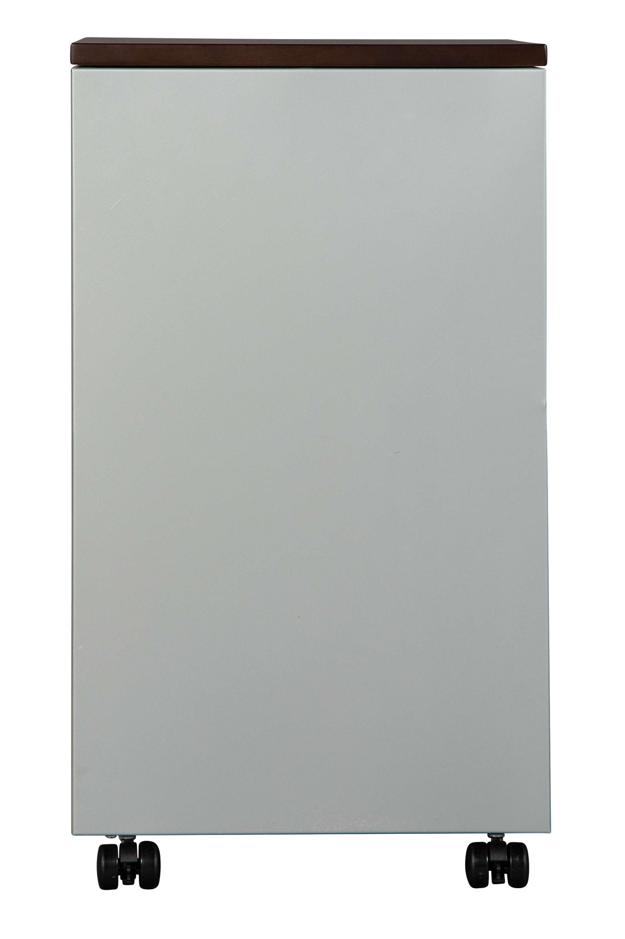 Custom Office File with smooth white finish, dark wood top, and caster wheels for easy mobility and organized storage