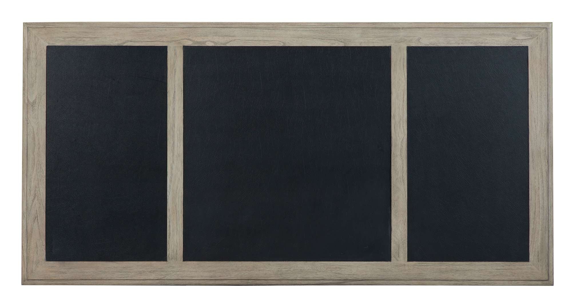 Wellington Estates Office Executive Desk leather top with mindi wood frame featuring black leather panels in three sections