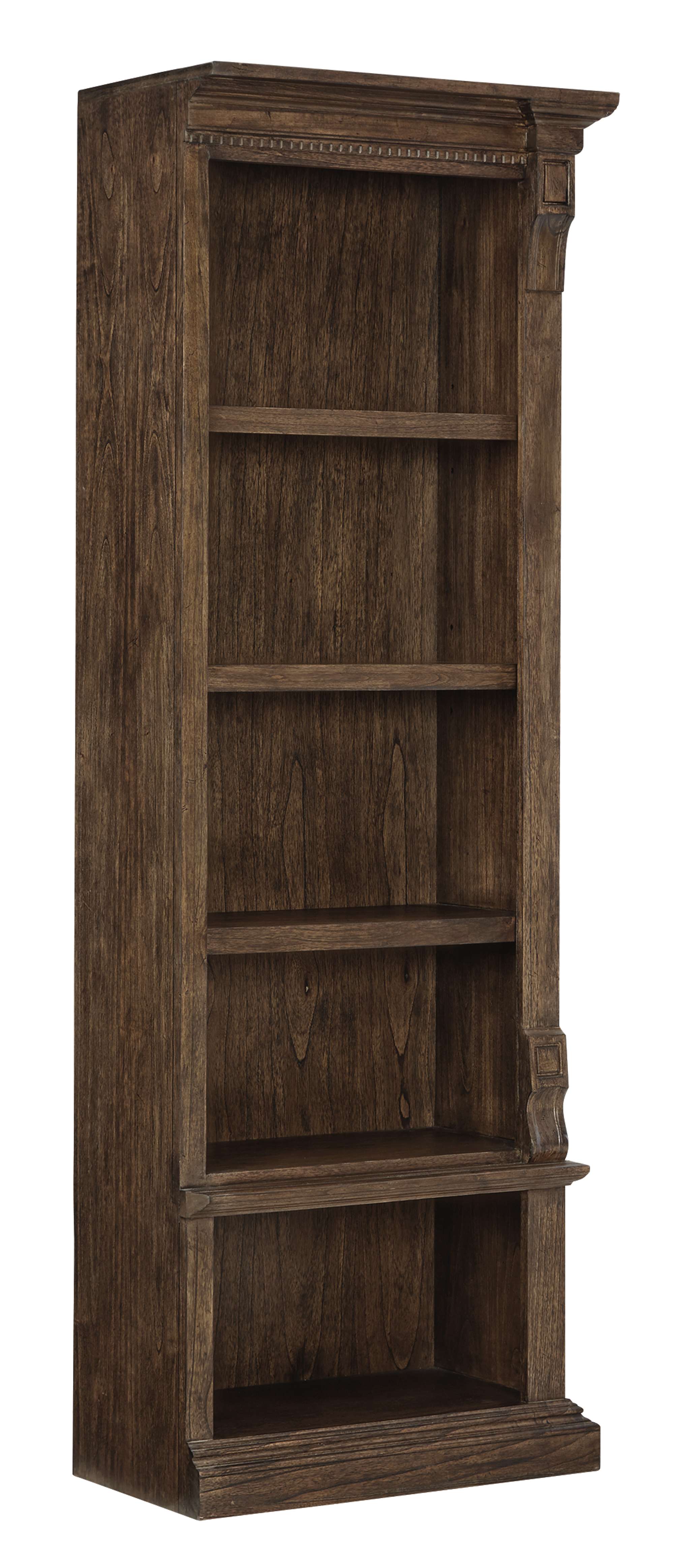 Wellington Estates office executive right bookcase with mindi veneers and solids, three adjustable shelves, and Java finish