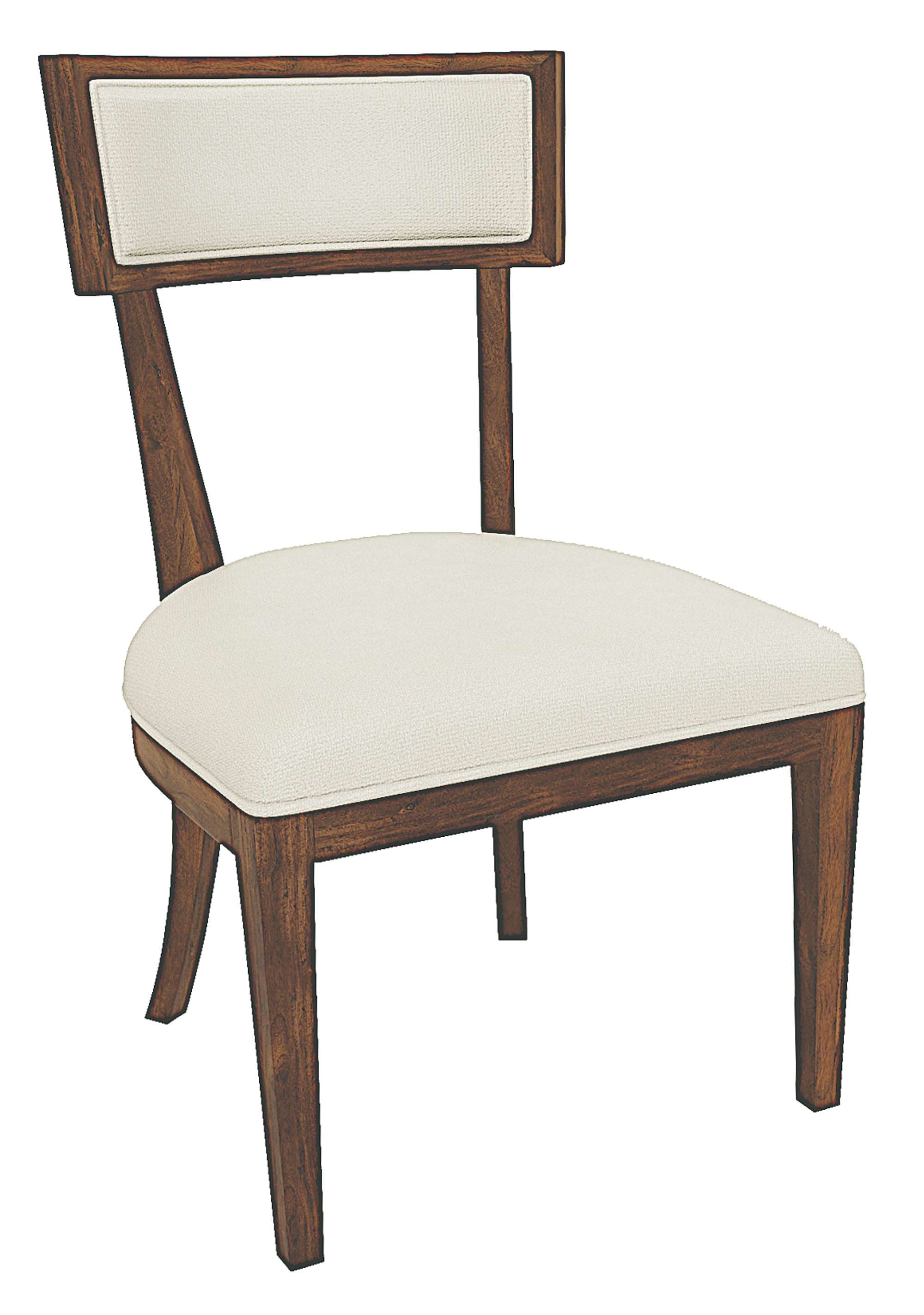 Bedford Park dining side chair with Bedford Tobacco finish and heavyweight linen upholstered seat and backrest