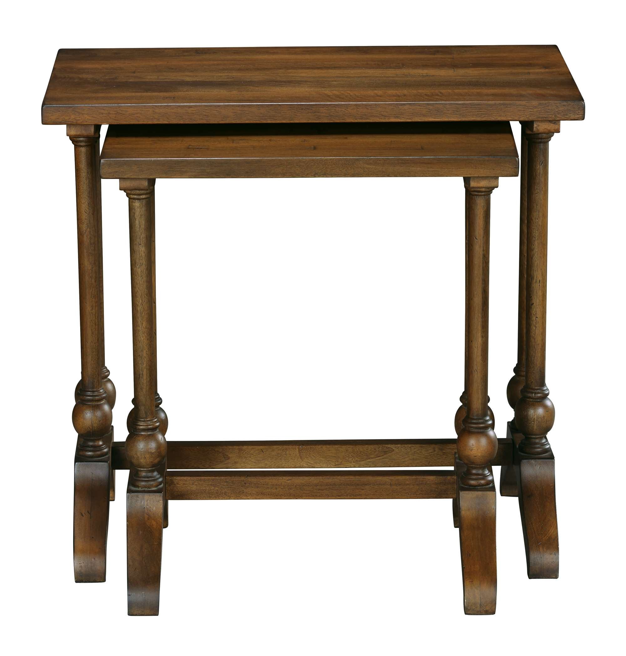 Set of two Fairfax Nest of Tables with warm wood finish and turned legs in traditional style design