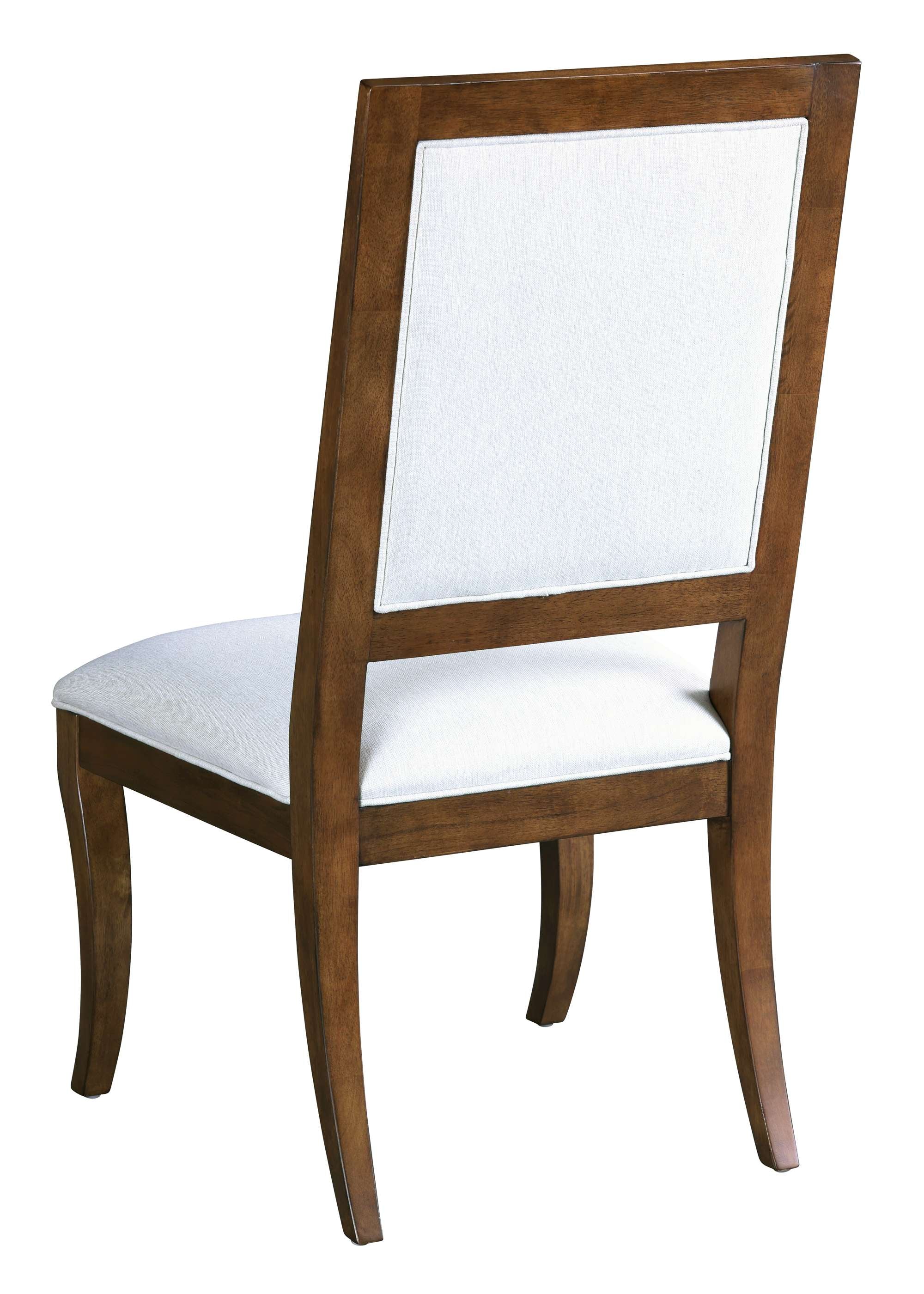 Fairfax Side Chair with warm wood frame and white upholstered back and seat in classic elegant design