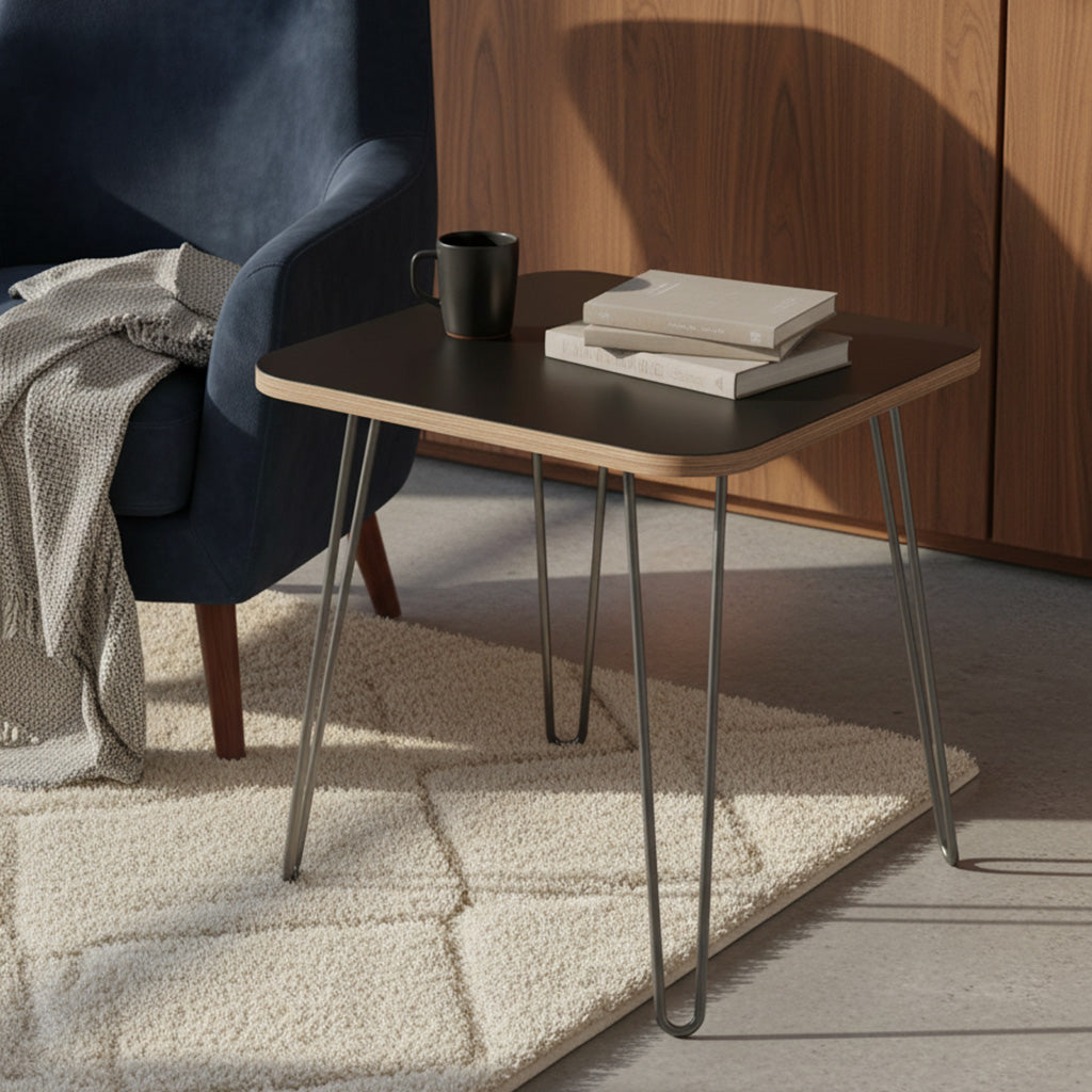 DesignerPly Square End Table: Matte Black