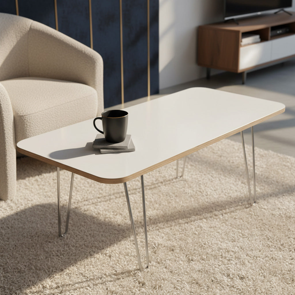 DesignerPly Radiused Coffee Table: Designer White