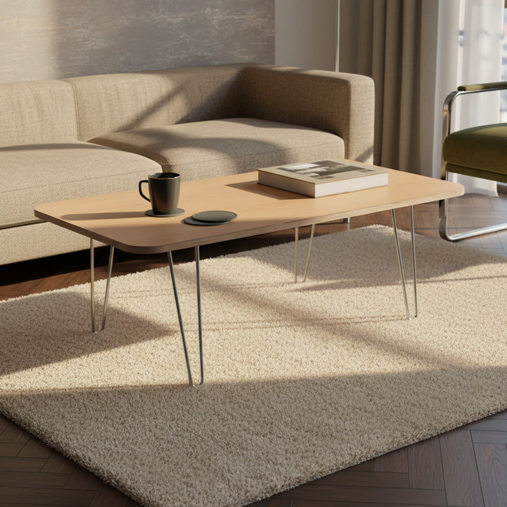 DesignerPly Radiused Coffee Table: Natural Maple