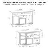 FT63A 63" Wide / 41" Extra Tall Fireplace Console