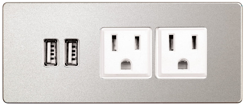 usb-power-hub-nickel-white-left-addon Nickel Face Plate / White Outlet Left Facing
