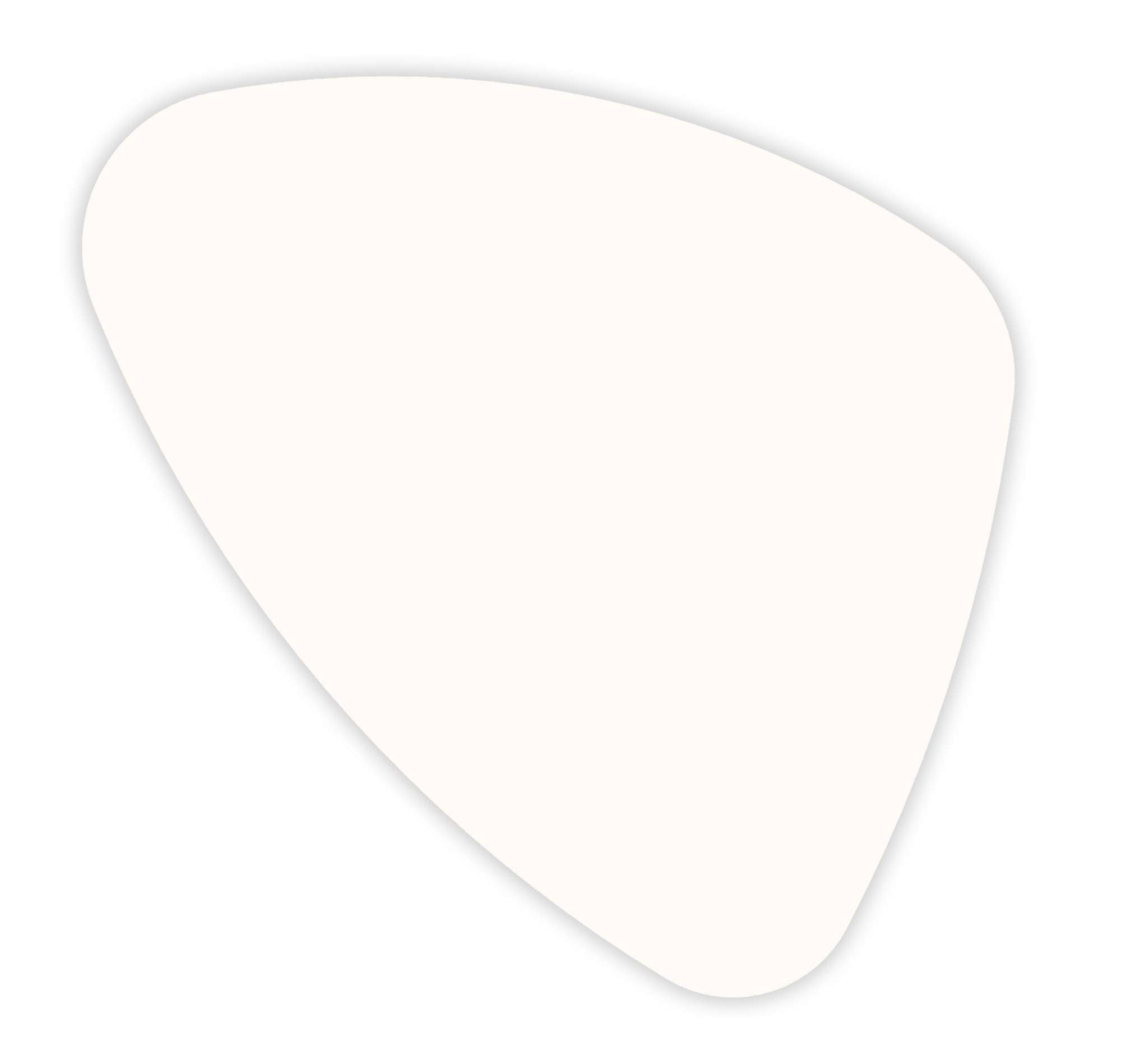 Triangular DesignerPly end table top in designer white with smooth curved edges and mid-century multi-ply grain detailing