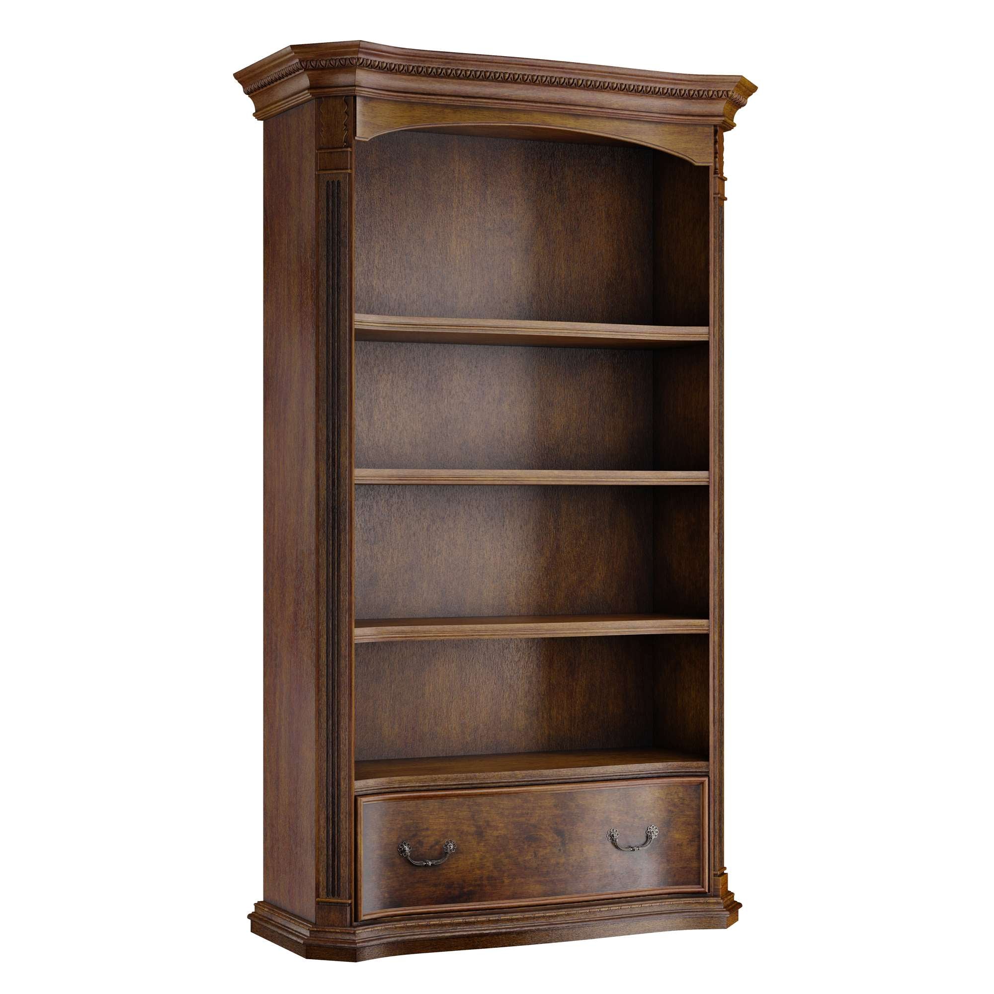 Old World Walnut Burl Executive Center Bookcase