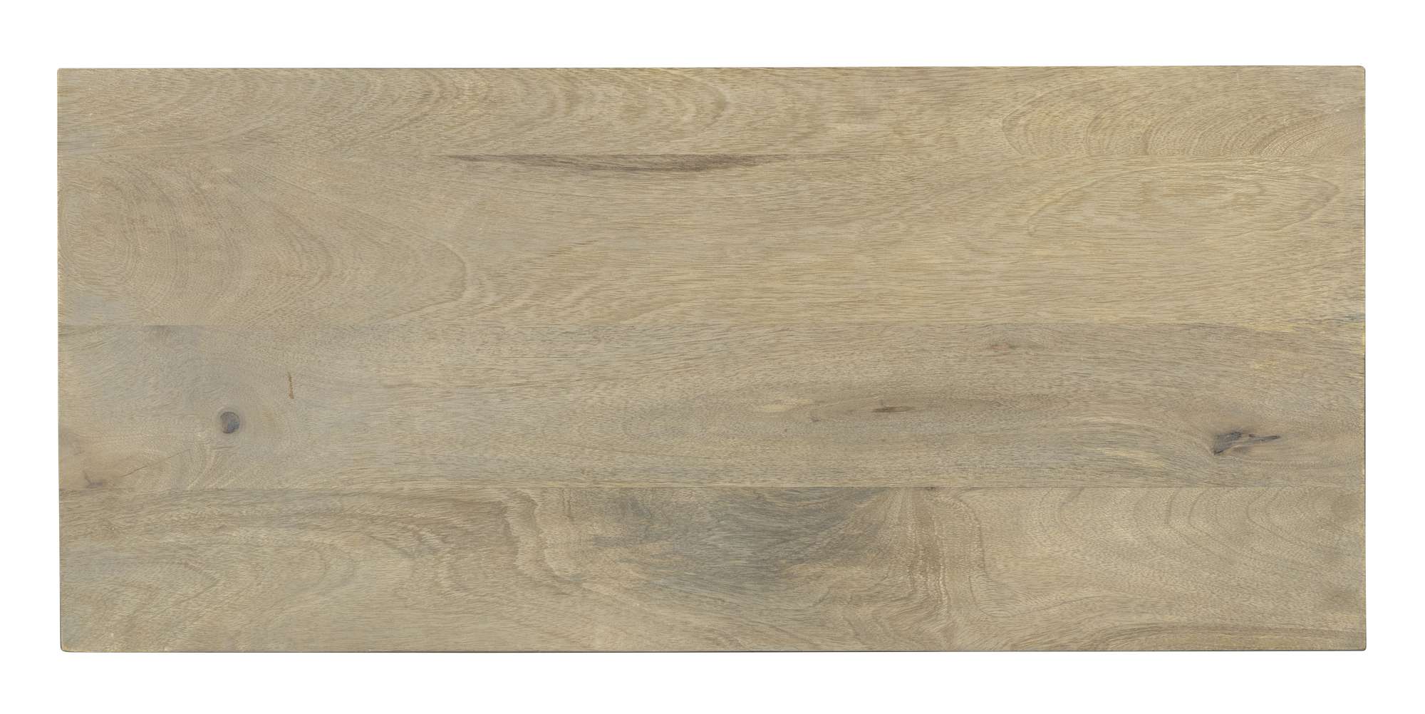 Solid mango wood panel with aged taupe finish, showcasing natural grain and subtle distressed texture details