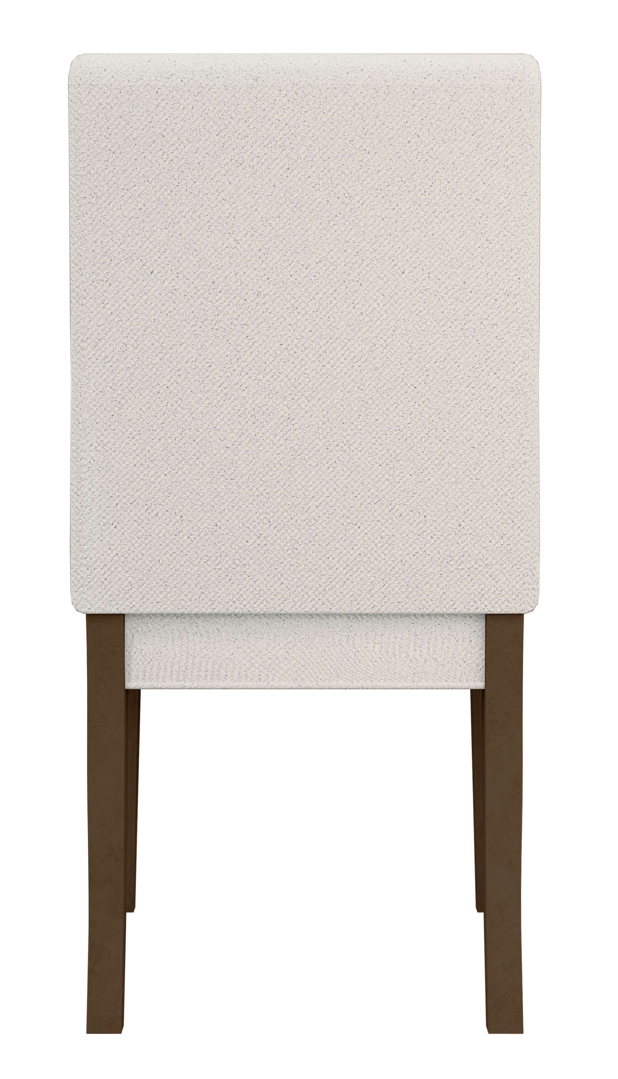 Organic Living Side Chair with fully upholstered back, cream fabric, and square tapered dark wooden legs shown from rear view