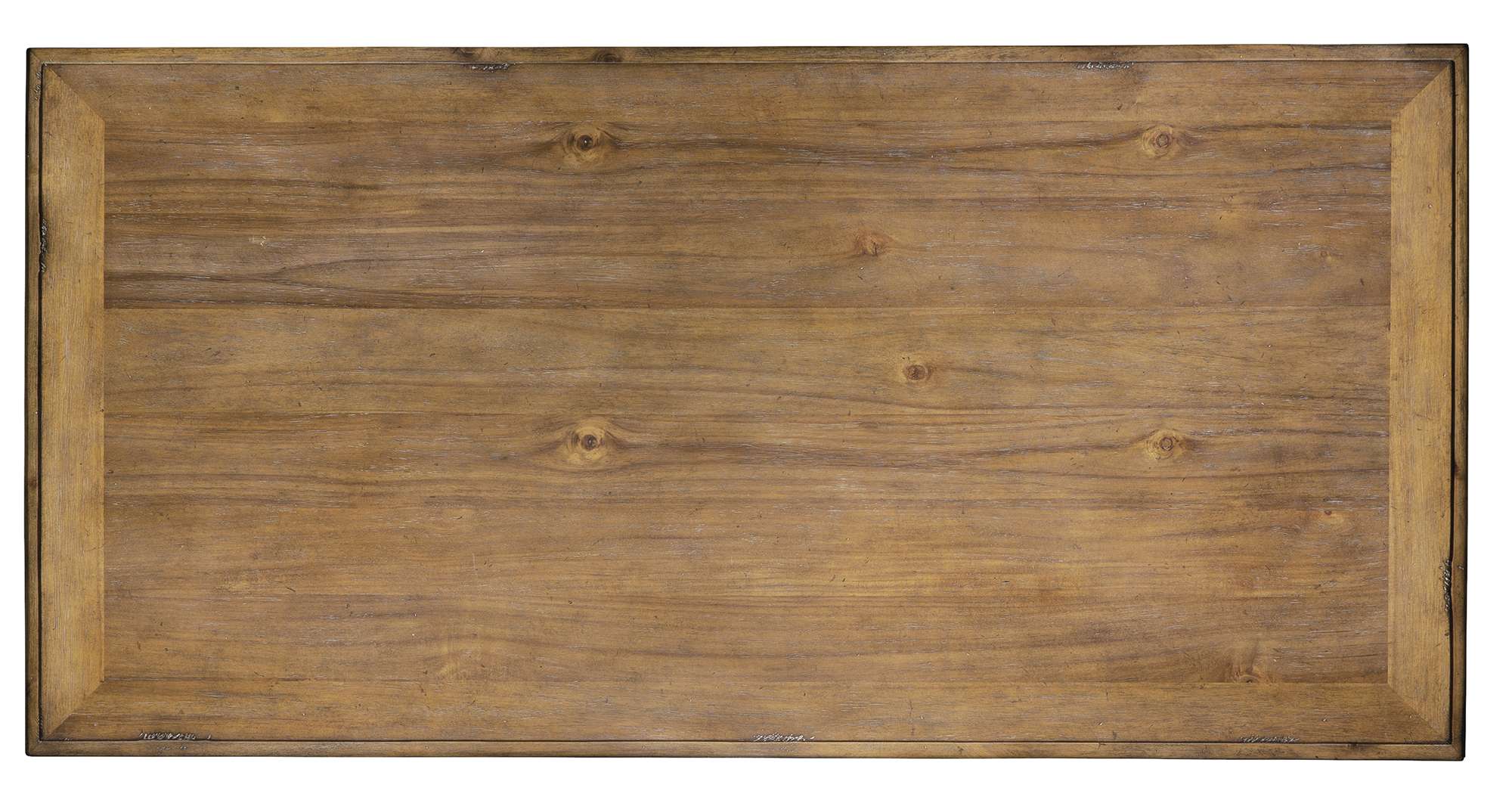 Wellington Hall Office Desk top with framed planked acacia wood veneer and solid wood construction in natural finish