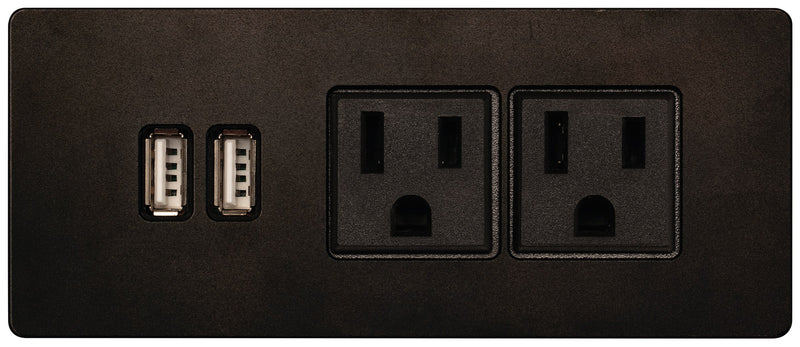 usb-power-hub-black-black-left-addon Black Face Plate / Black Outlet Left Facing