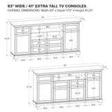 XT83R 83" Wide / 41" Extra Tall TV Console