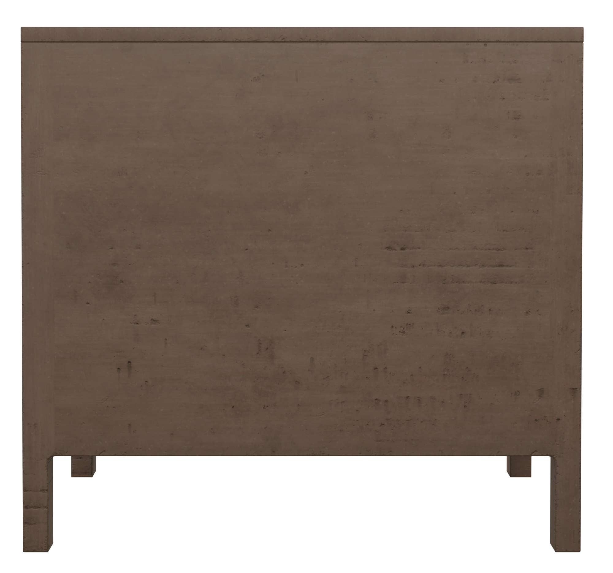 Solid wood accent chest in warm brown finish with clean lines and four recessed legs for sturdy support