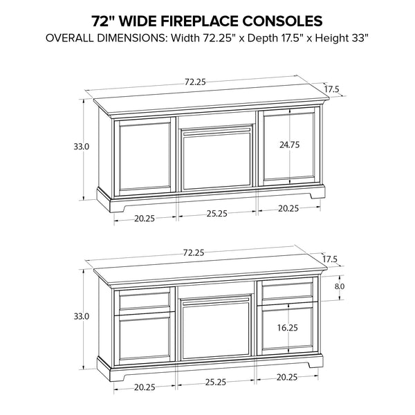 FP72A 72" Fireplace TV Console