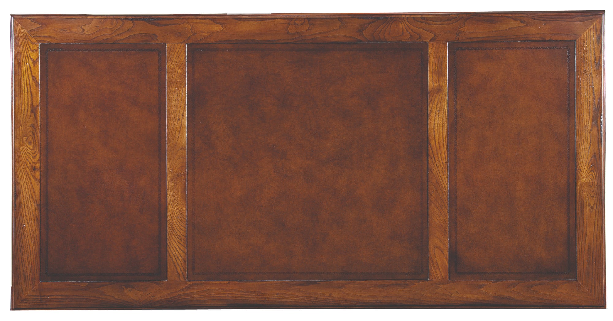 A wooden panel with a smooth, brown surface and three rectangular sections.