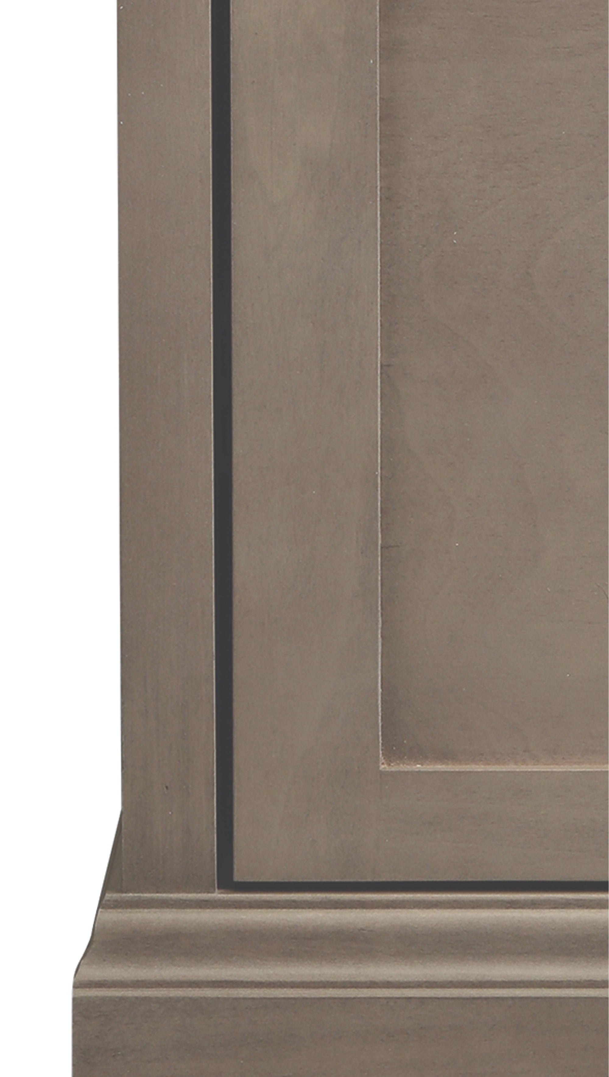 Custom office desk close-up of select hardwood veneer panel with plain column and smooth finish detailing